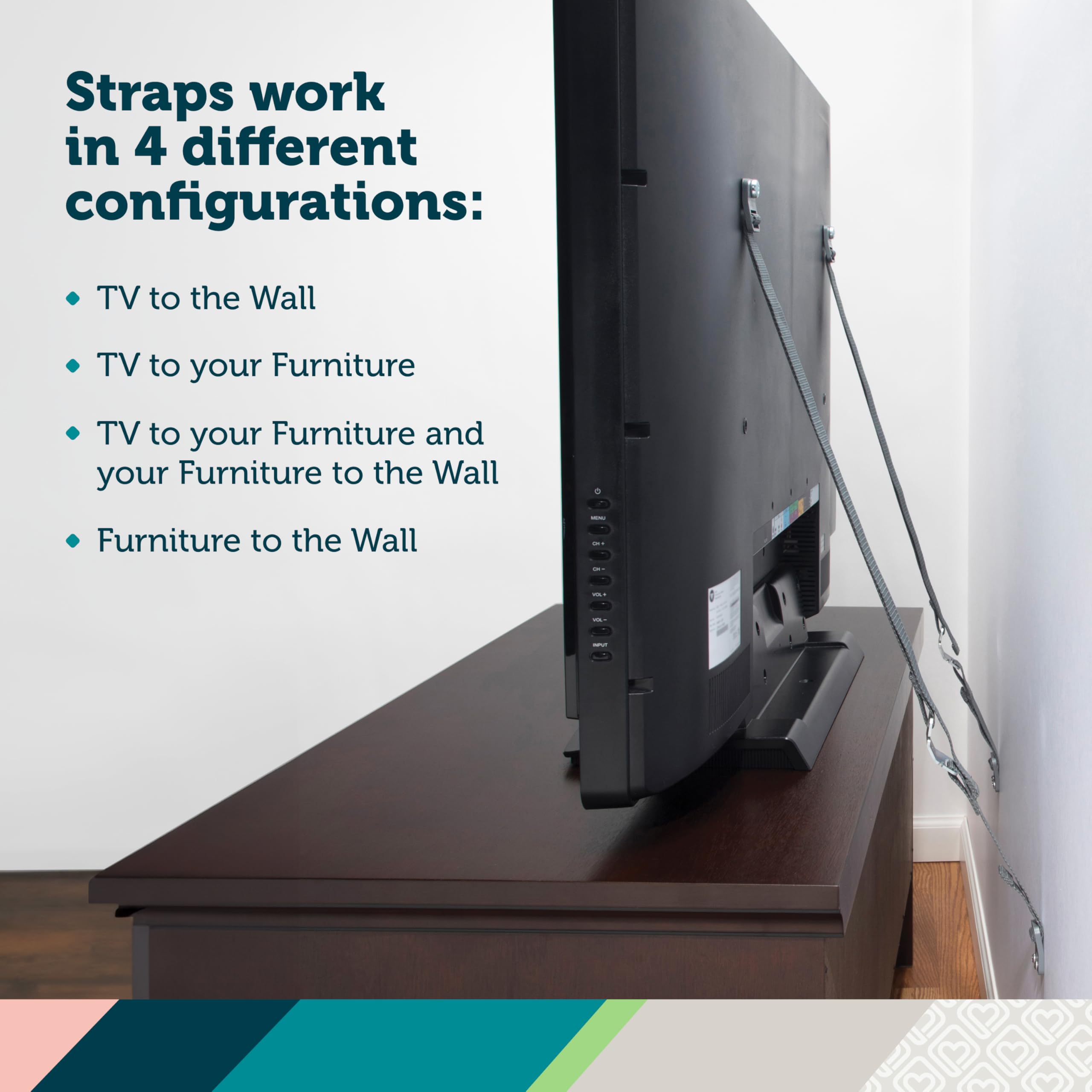 Safety 1st Furniture Strap, 4PK, One Size, Black, 4 Straps