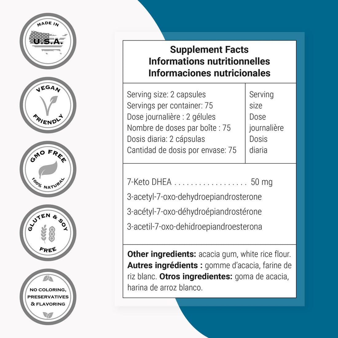 Supersmart - 7-Keto DHEA Supplement 25 mg - Natural DHEA Metabolite | Non-GMO & Gluten Free - 150 Vegetarian Capsules