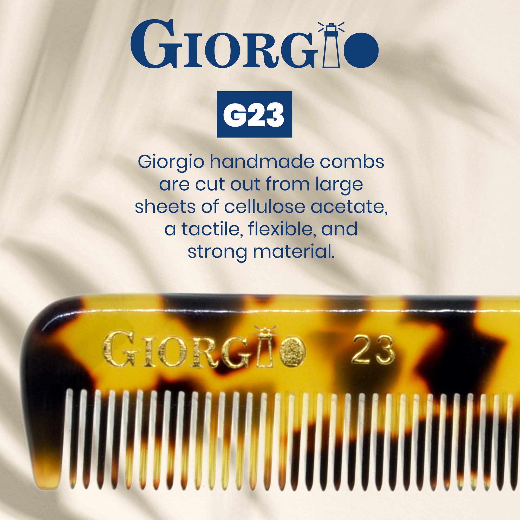 Giorgio G23 4.75 120 mm Small Fine Toothed Men's Hair, Beard & Mustache Pocket Comb. Hand-Made of.