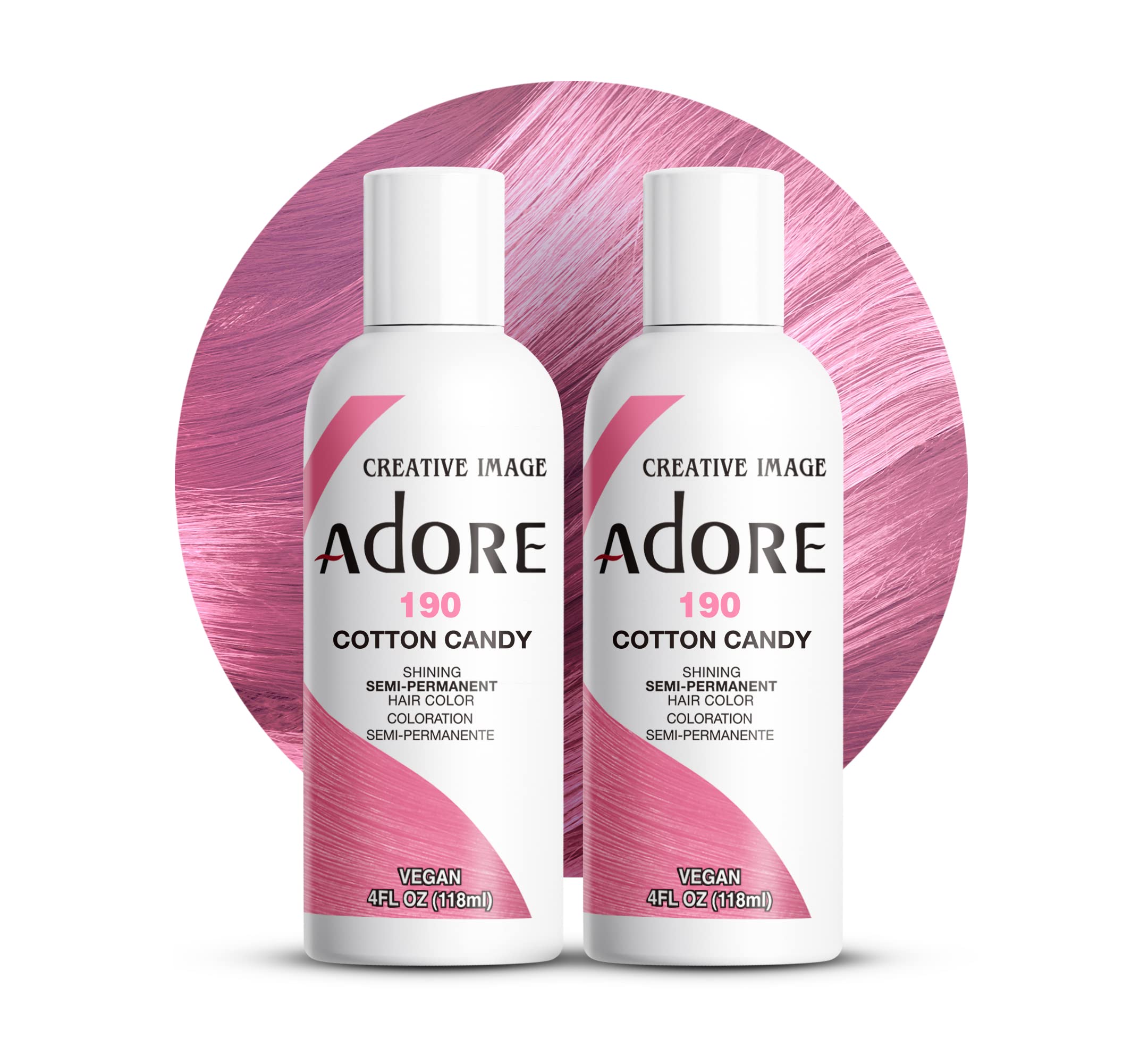 Adore SemiPermanent Haircolor 190 Cotton Candy 4 Ounce (118ml) (2 Pack)