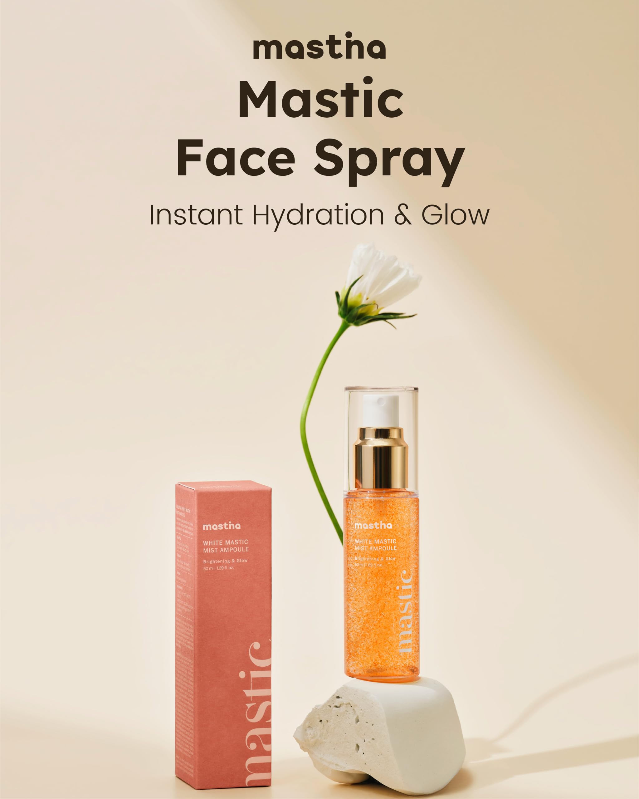 MASTINA Mastic Face Spray (1.69fl oz) Facial Mist for Natural Glow, Hydrating Formula for Dry Skin, On-the-Go Portable Korean Skin Care, Travel Summer Essentials. Mastic Gum.