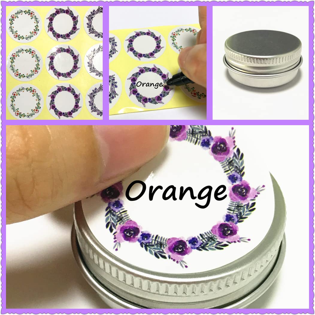 JOYWEE 12 Pack.5 Oz/15Ml: Aluminum Tin Jars, Cosmetic Sample Metal Tins Empty Container Bulk, Round Pot Screw Cap Lid, Small Ounce for Candle, Lip Balm, Salve, Make Up, Eye Shadow, Po