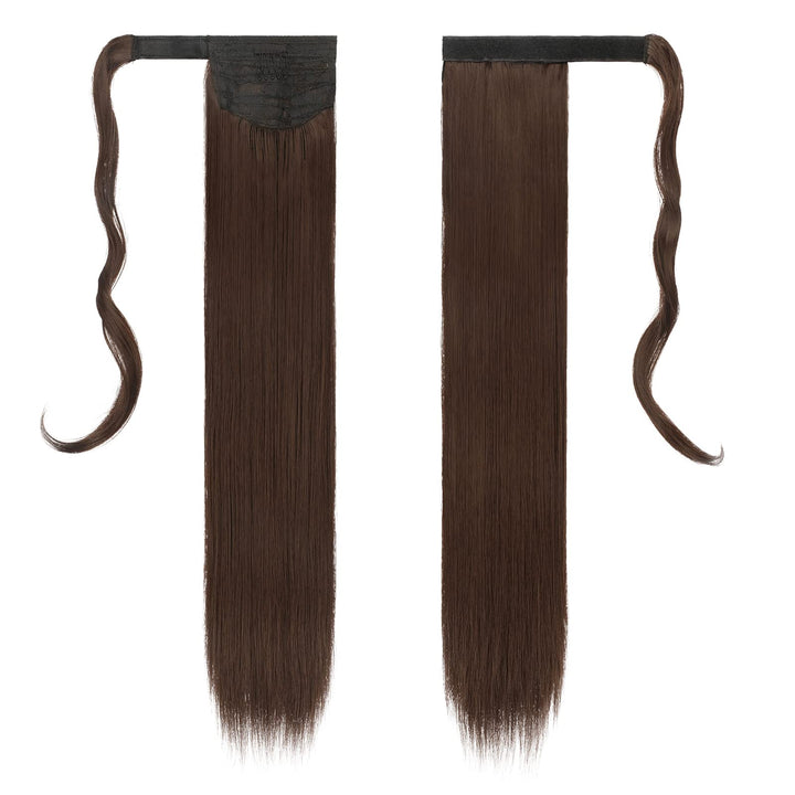 FESHFEN Straight Ponytail Extensions 28 Inch Long Wrap Around Synthetic Hair Piece Clip in Ponytail Hair Extensions Hairpiece for Women Girls 150g