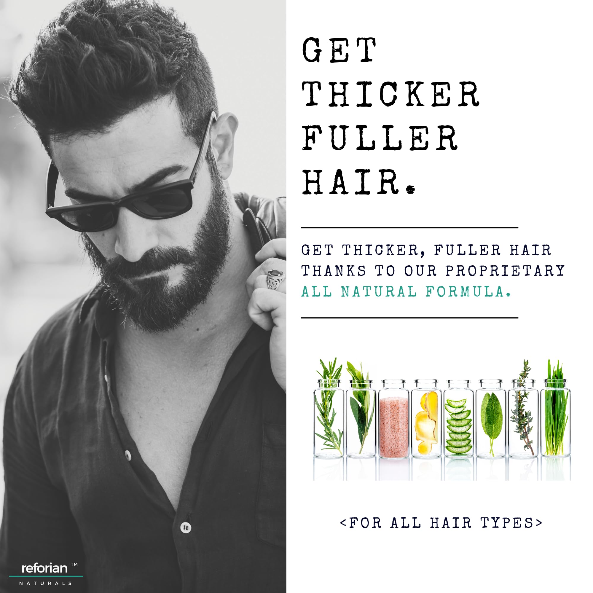 REFORIAN Anti Dandruff Shampoo for Men Tea Tree Oil Shampoo for Dandruff Treatment Natural Zinc Shampoo for Thinning Hair Thickening Shampoo for Men Hair Loss Mens Biotin Shampoo