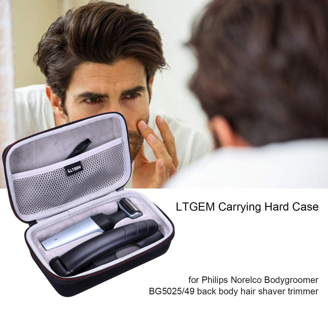 LTGEM EVA Hard Case for Philips Norelco Bodygroomer BG5025/49 back body hair shaver trimmer - Travel Protective Carrying Storage Bag