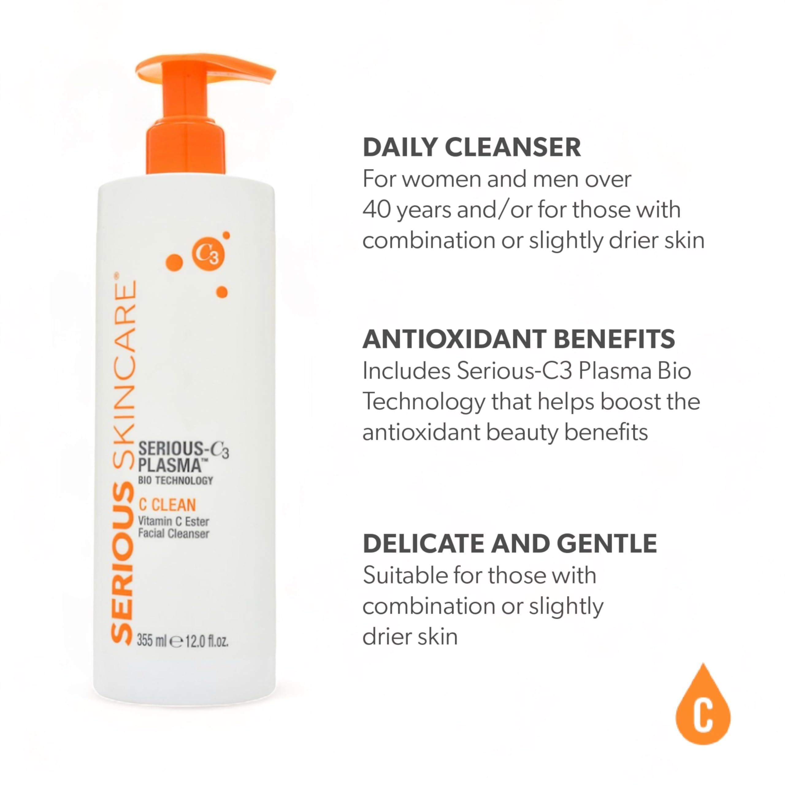 Serious Skincare SERIOUS-C3 PLASMA C Clean Cleanser 12 fl. oz.