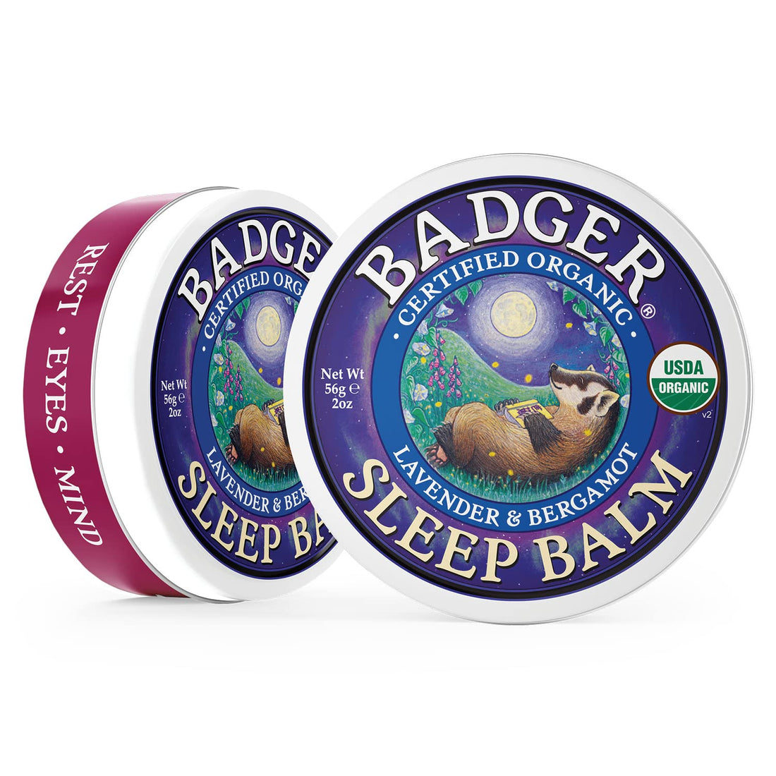 Badger - Sleep Balm, Lavender & Bergamot, Natural Sleep Balm, Scented Relaxing Balm for Children and Adults, Calming Night Balm, Organic Sleep Balm, 2 oz (2 Pack)