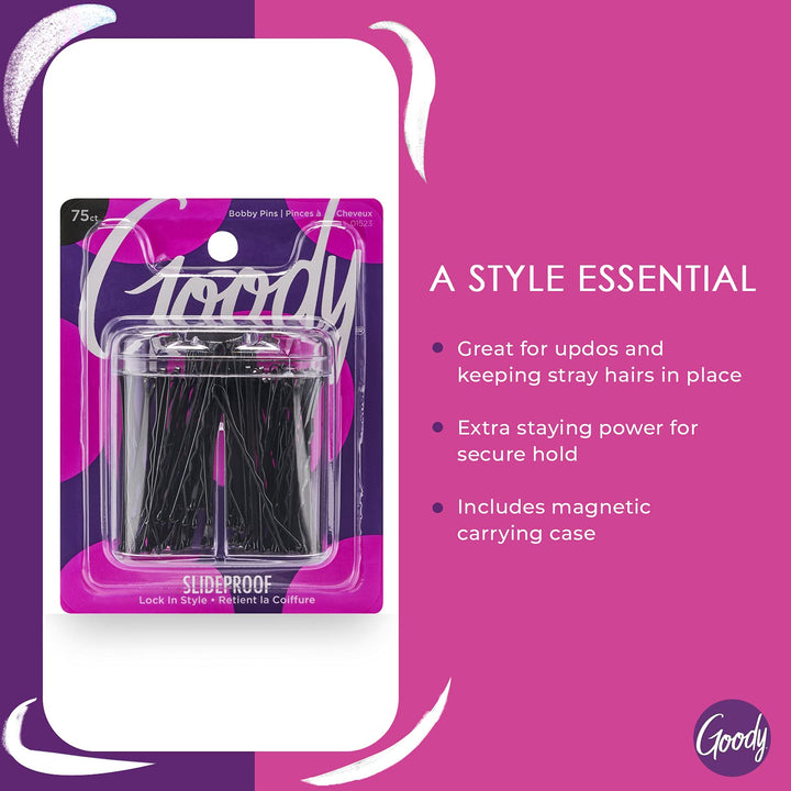 GOODY - Black Bobby Pins in Magnetic Box - 75 Count
