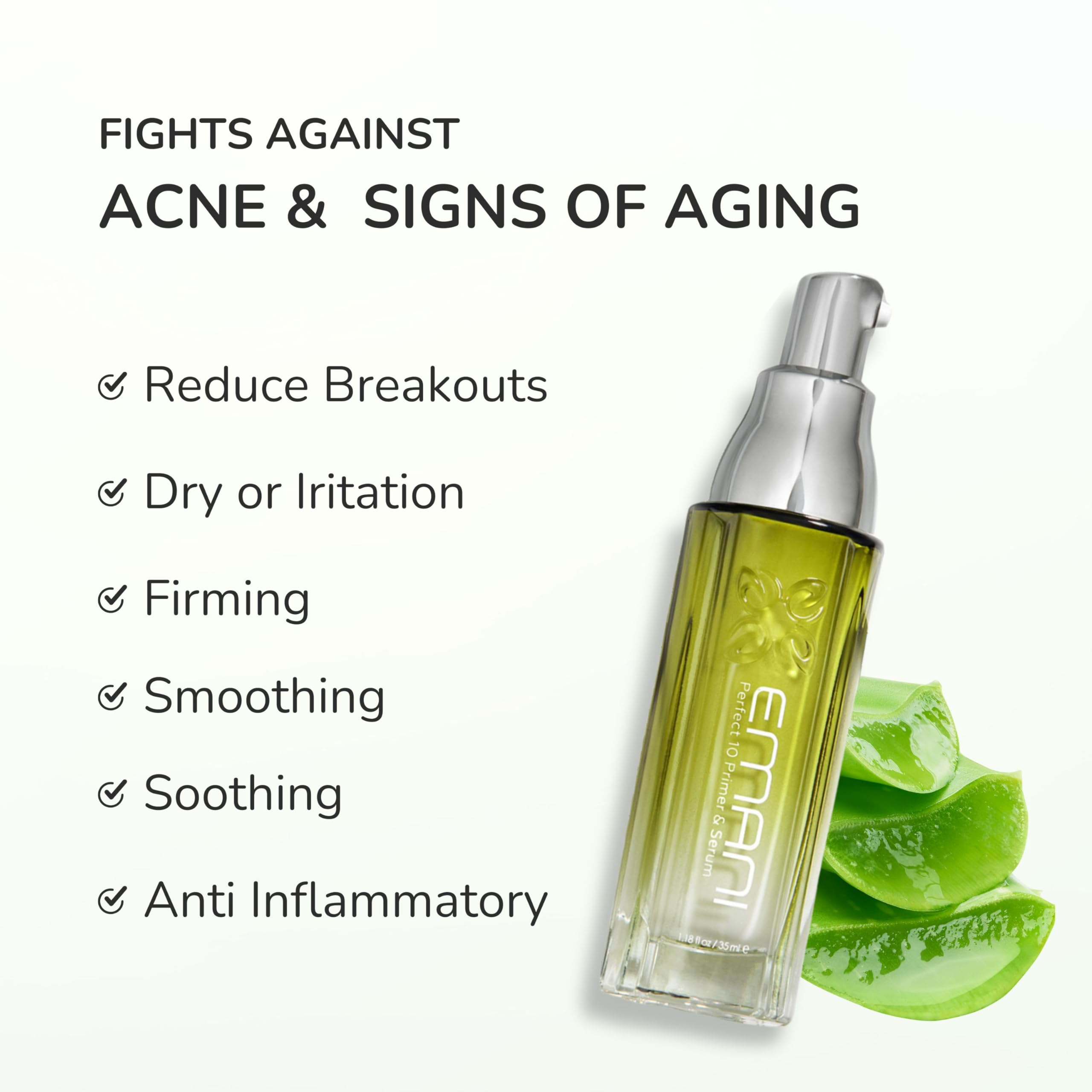 EMANI Vegan Cosmetics Perfect10 Primer Serum, 1.35 Fluid Ounce