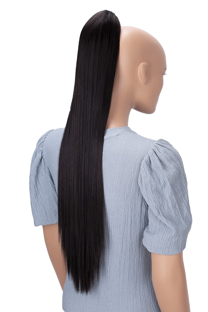 Prettyshop Hairpiece-Ponytail 27 Dark Brown # 2 H170: Prettyshop Hairpiece Ponytail Clip On Extension Long Hair Smooth Heat-Resisting 27 Dark Brown # 2 H170