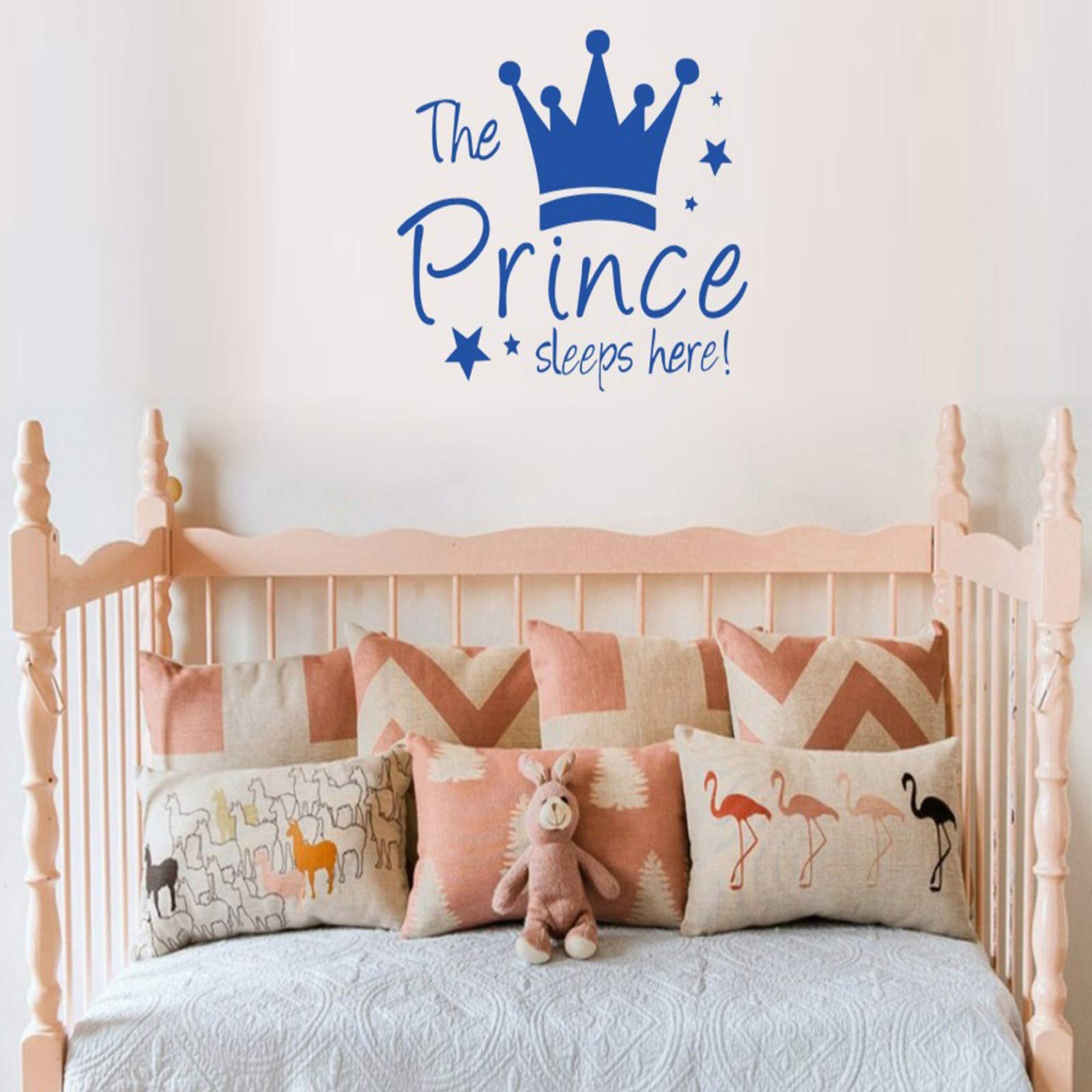 Maydahui 2 PCS Wall Sticker The Prince/Princess Sleep Here 12.6 Inch Little Crown Star Art Quotes Wall Decal Decor for Living Room Bedroom