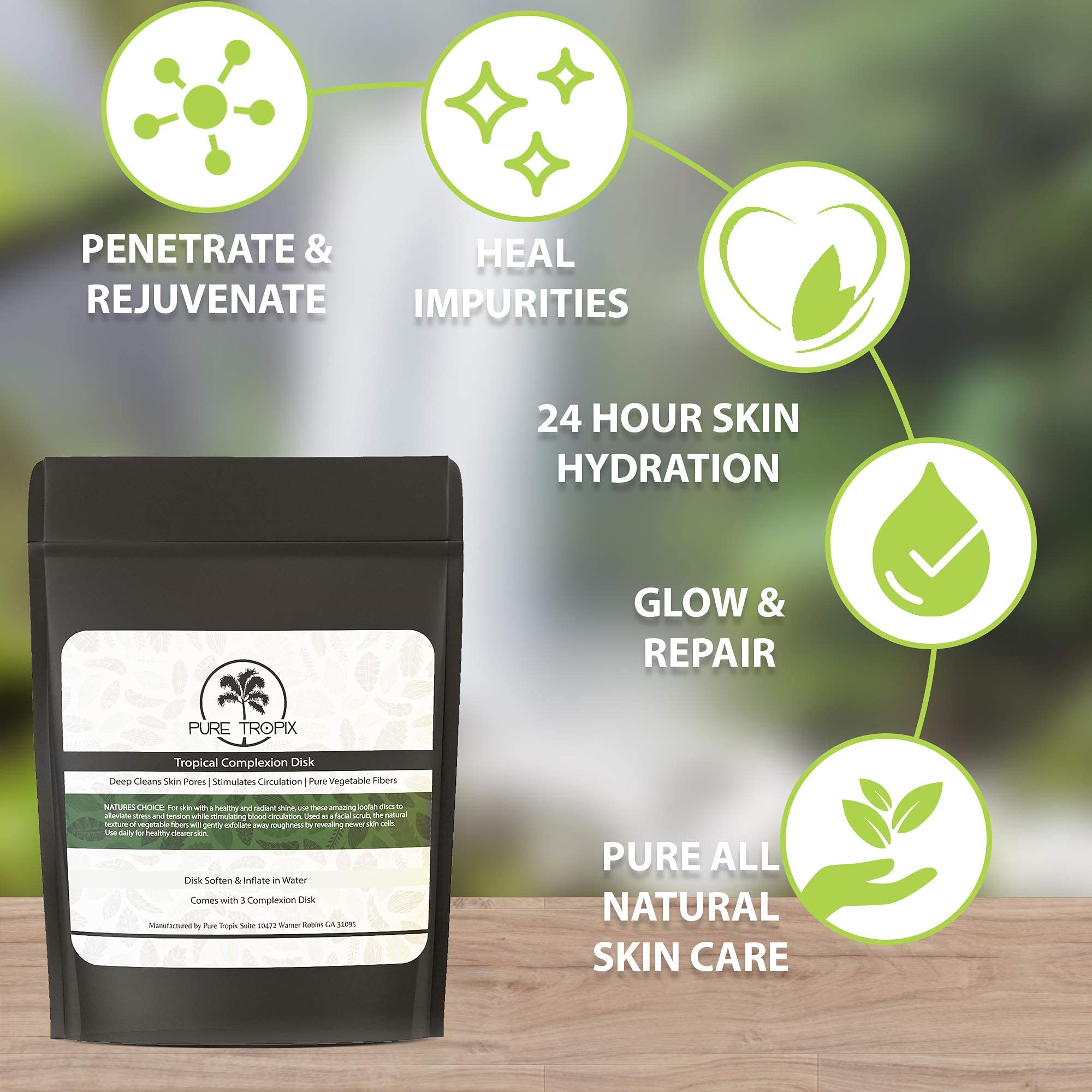 Pure Tropix Face & Body Exfoliating Scrub Set | Gentle Plant-Based Facial Cleansing Brush | Deep Cleansing Brush | Loofah Discs for Healthy and Radiant Skin | Organic Loofah for Men & Women (3 Pack)