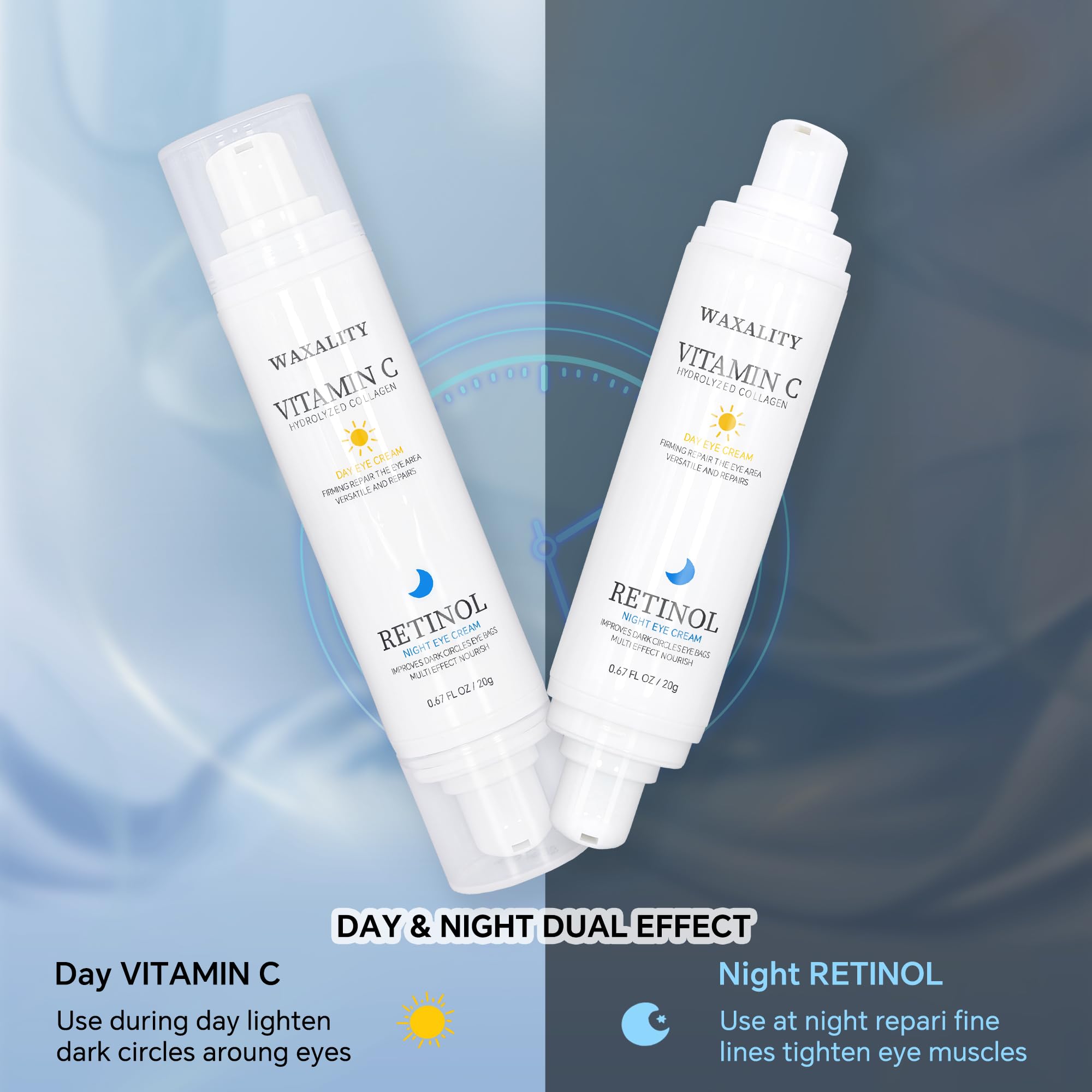 Under Eye Cream Dark Circles, Under Eye Skin Treatment Cream Reduces Puffiness, Fine Lines, Wrinkles and Eye Bags, Day & Night Brightening, Moisturizing & Firming Eye Serum with Vitamin C & Retinol