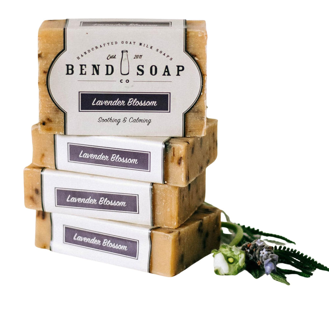 Bend Soap Company All Natural Handmade Goat Milk Soap for Dry Skin Relief, Lavender Blossom, 4 Count