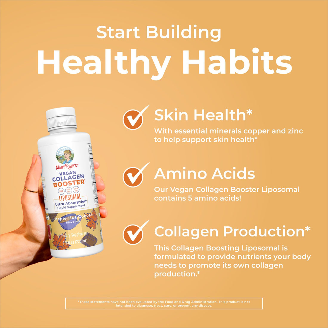 MaryRuth Organics Collagen Booster Liposomal, Sugar Free, Liquid Collagen Booster with Vitamin C, Vitamin E, Zinc, Copper & Silica, Skin Care & Joint Support Supplement, Vegan, Non-GMO, 7.6 Fl Oz