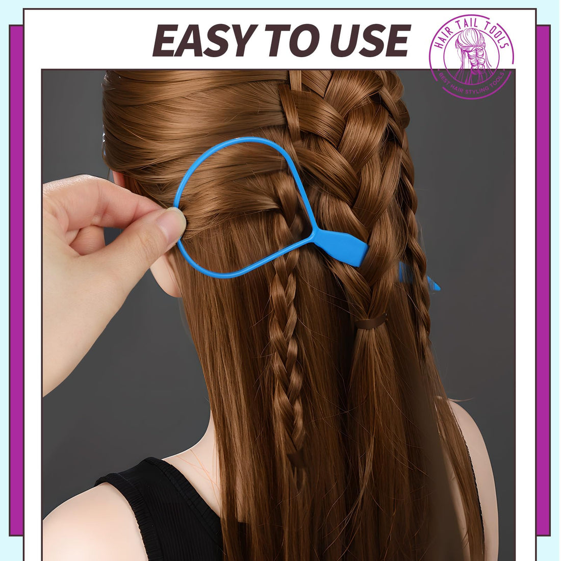 Teenitor 2 Pairs Topsy Hair Tail Tools, Hair Braid Accessories Ponytail Maker,French Braid Tool Loop for Hair Styling, 4pcs, 2 Colors