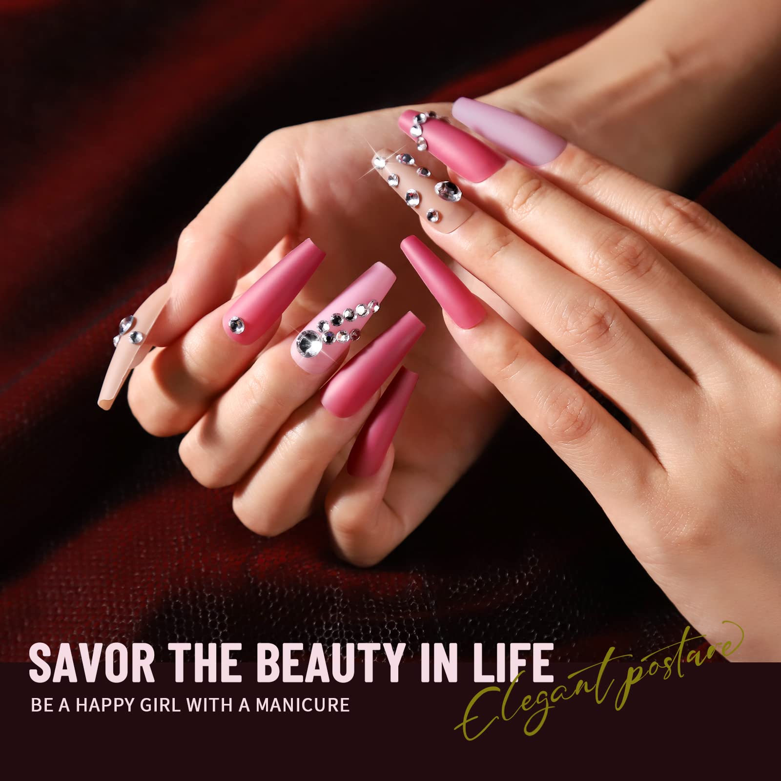 Teenitor Long Coffin Press On Nails, 432Pcs Press On Nails Long Matte Fake Nails 18Packs Long Press On Nails, Long Coffin False Nails With Nail Glue