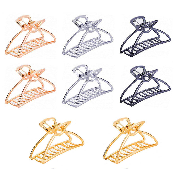 MIAO YUAN 3 Metal Hair Claws Hair Clips Hair Catchs Barrettes Jaw Clamps Half Bun Hairpins Set of 8 for Thick and Normal Hair (Gold, Silver, Rose Gold, Gun-Black, Each Color 2Pcs)