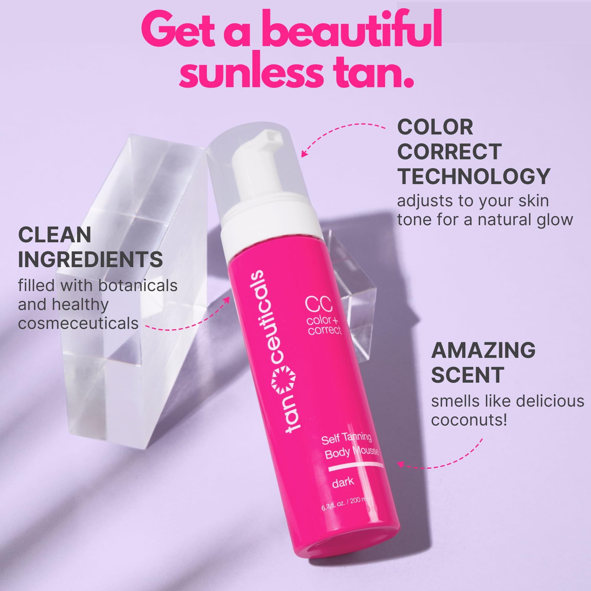 Tanceuticals Self Tanning Mousse - Healthy Ingredients and Fresh Coconut Scent Gives Instant, Long-Lasting Sunless Tan - Self Tanner in Dark Shade - 6.7 oz