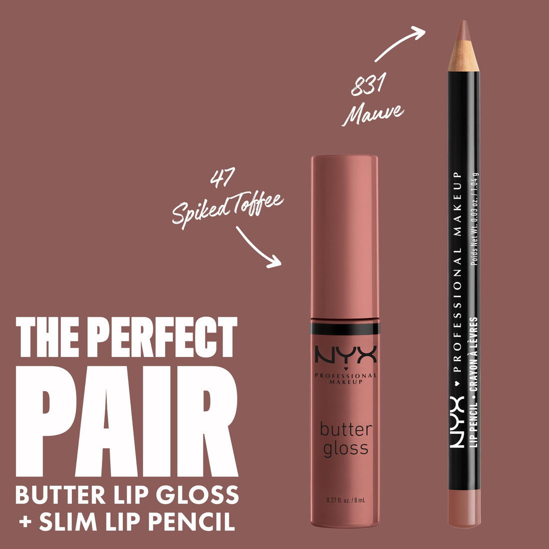 NYX PROFESSIONAL MAKEUP Butter Gloss Brown Sugar, Non-Stick Lip Gloss - Spiked Toffee (Brown Mauve)