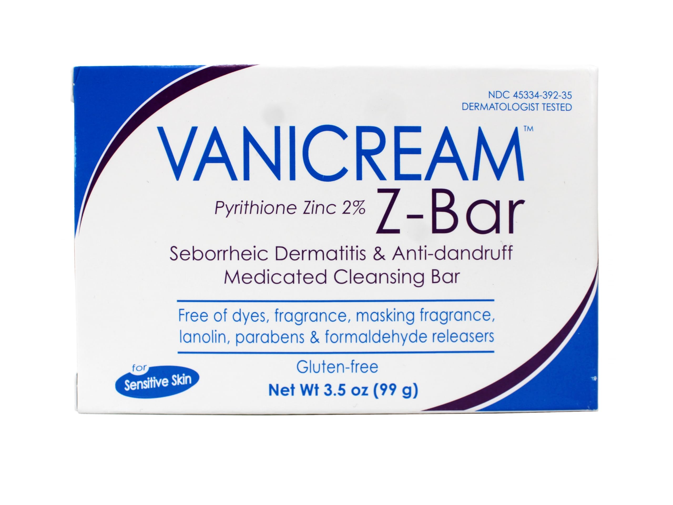 Vanicream Z-Bar Medicated Cleansing Bar, Pyrithione Zinc 2% for Seborrheic Dermatitis & Dandruff, Soap-Free, Gluten-Free, 3.5 oz (Pack of 4)