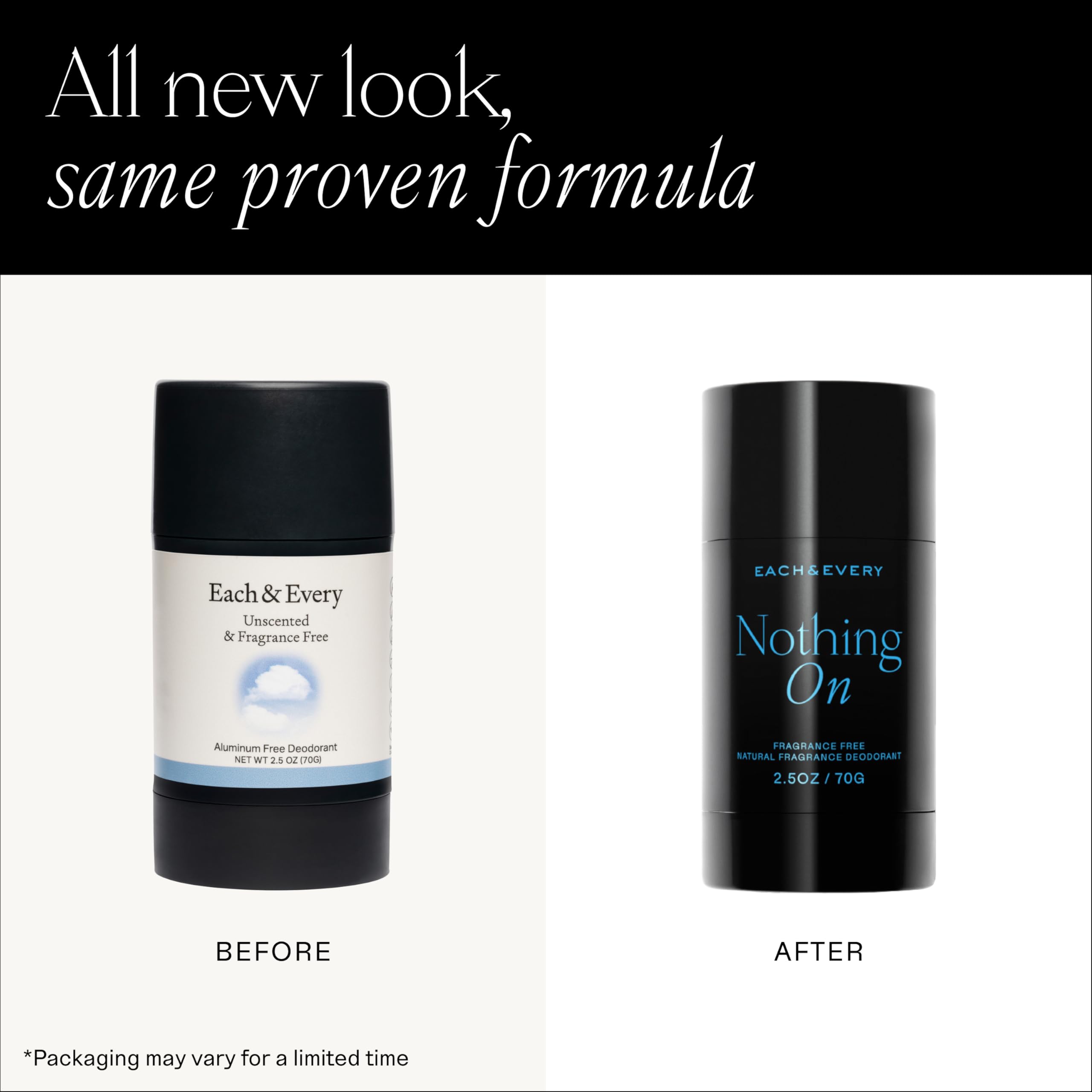 Each & Every Aluminum Free Deodorant for Men & Women - All Natural Deodorant for Sensitive Skin, EWG Verified - Clean, Baking Soda-Free, Plant-Based Fragrance, Unscented Fragrance-Free, 2.5oz