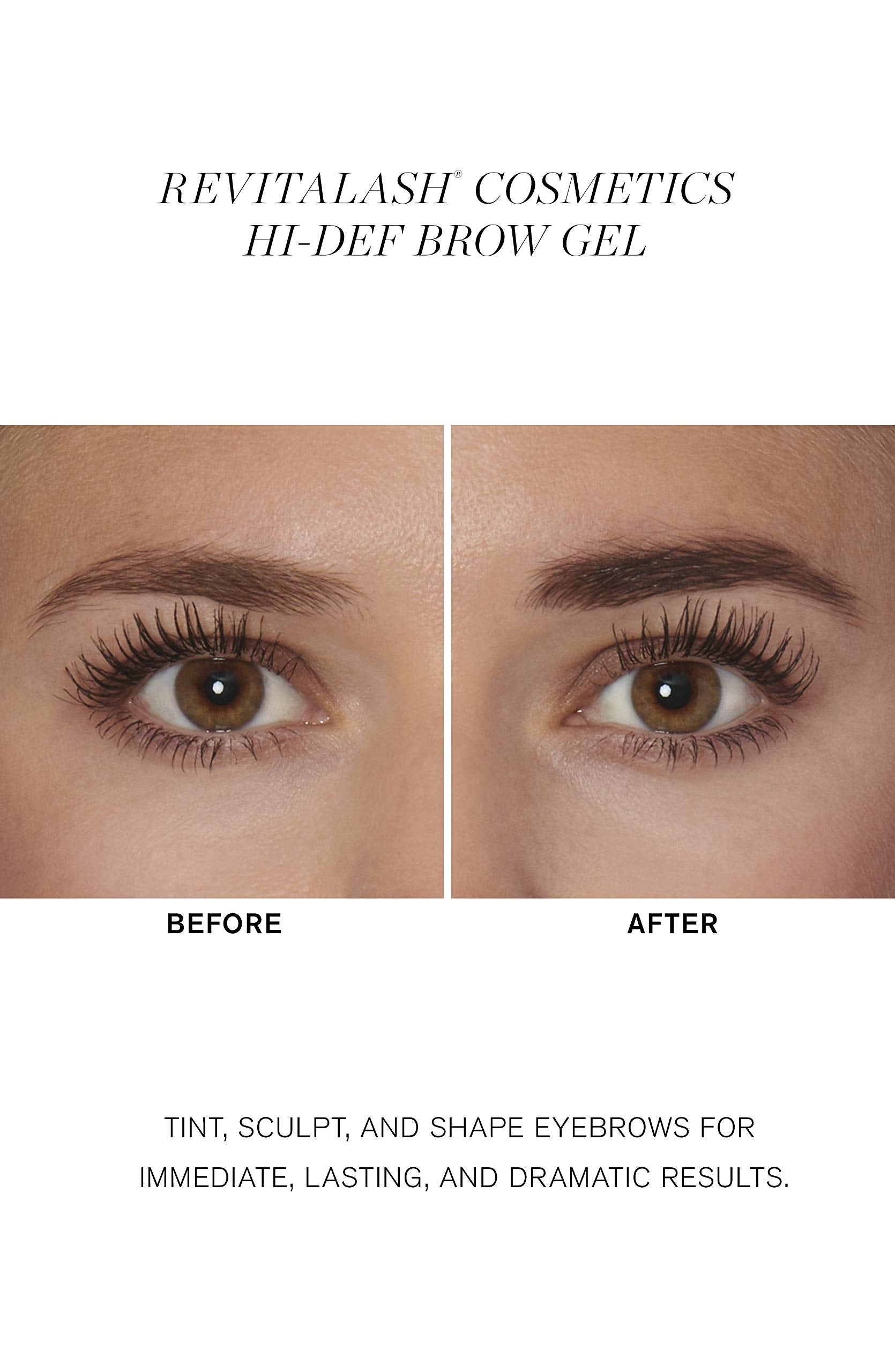 RevitaLash Cosmetics Hi-Def Brow Gel, Dark Brown - Hypoallergenic, Cruelty-Free, Long-Lasting Brow Enhancer | Perfect for Defining and Shaping Eyebrows, Paraben-Free, 7.4 ml 0.25 Fl Oz