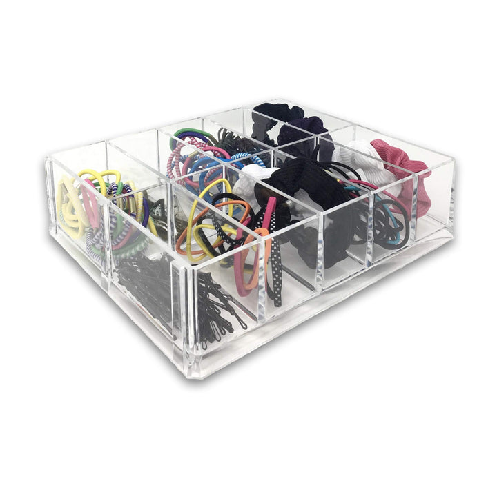byAlegory Acrylic Hair Accessory Organizer With Large Slots 10 Space Storage Designed To Stand Or Lay Flat - Clear