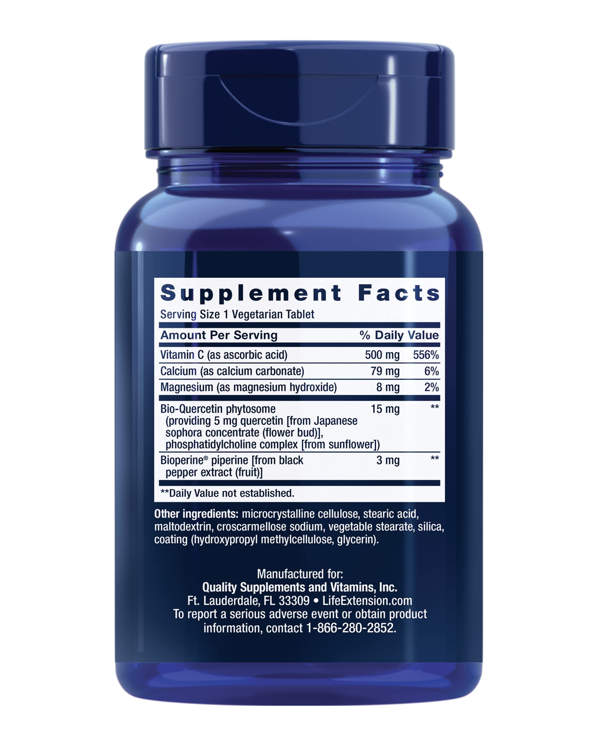 Life Extension Fast-C® and Bio-Quercetin®, Fast delivery and Absorption, Vitamin C, Fenugreek, Immune Support, Magnesium, Gluten-Free, Non-GMO, Vegetarian, 60 Tablets