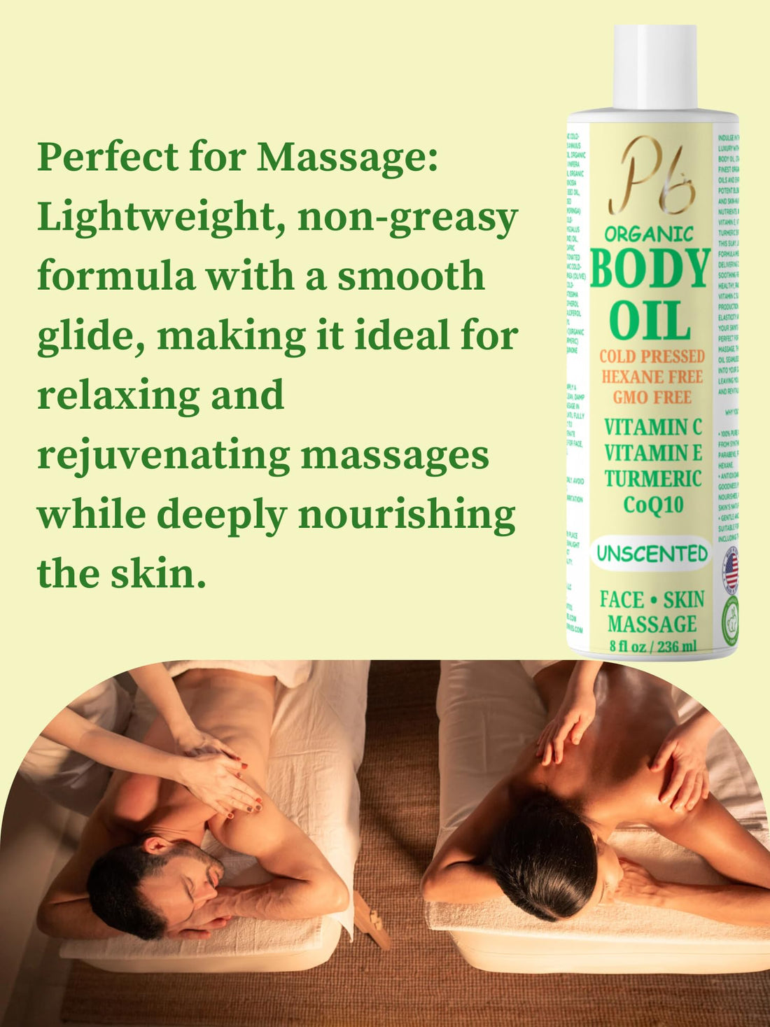 Pomberries Organic Body Oil – Cold-Pressed Blend with Jojoba, Olive, Moringa & Almond Oils – Hydrating Oil for Skin & Massage, Natural Moisturizer – 8 fl oz