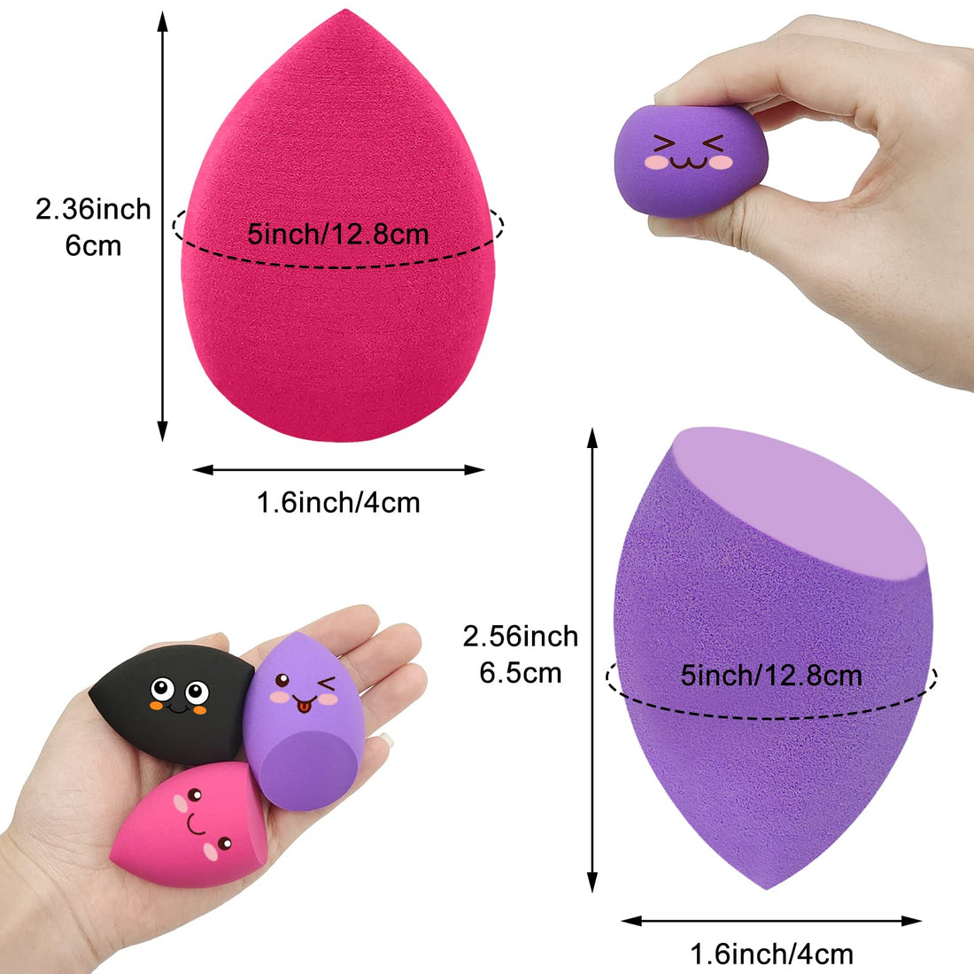 12 Pieces Professional Makeup Sponge Set,Latex Free Flawless Soft Setting Face Puffs,Multicolor Makeup Blending Sponge Cosmetic Applicator for Powder,Liquid,Facial Makeup Tools