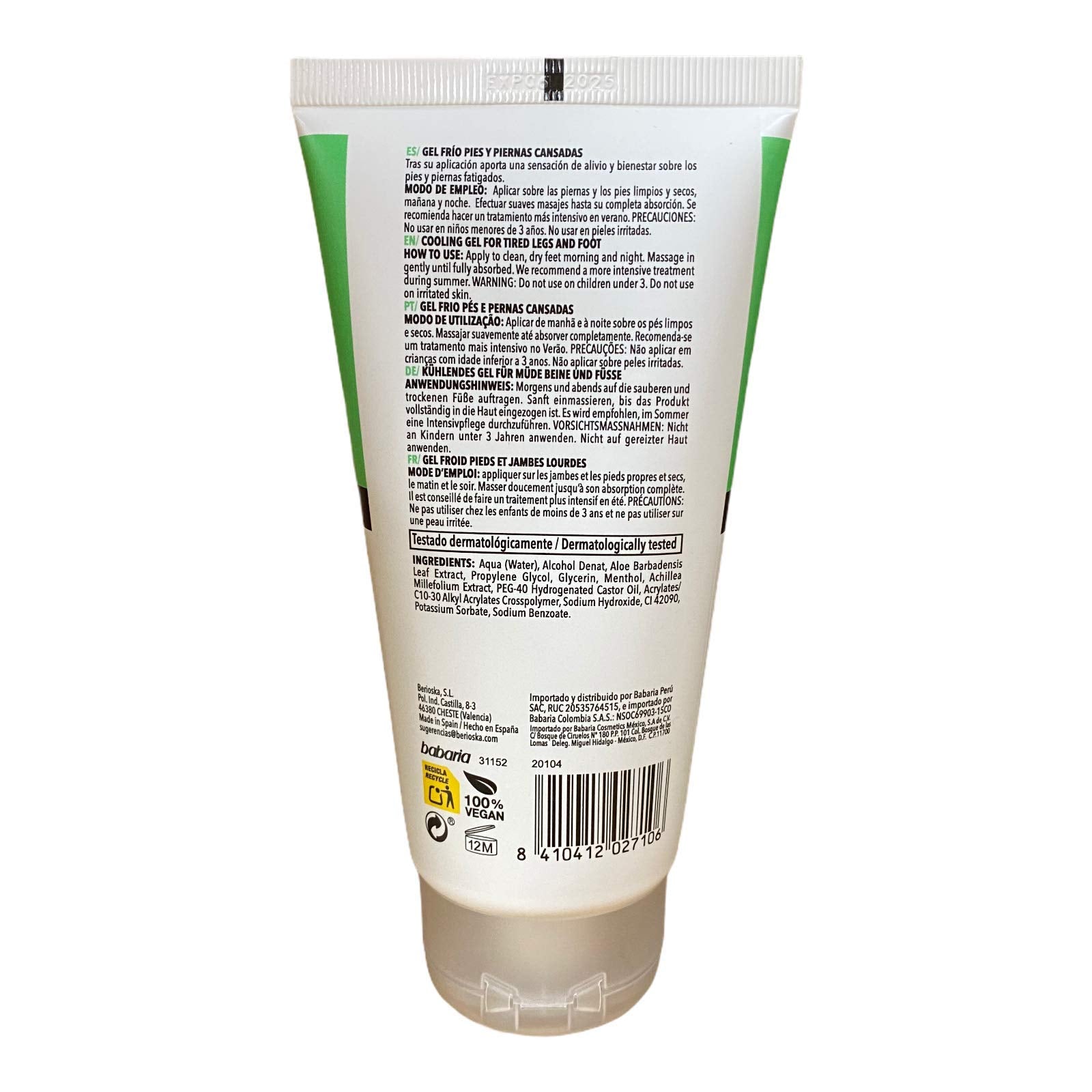 Babaria Cooling Gel Tired Legs 150Ml