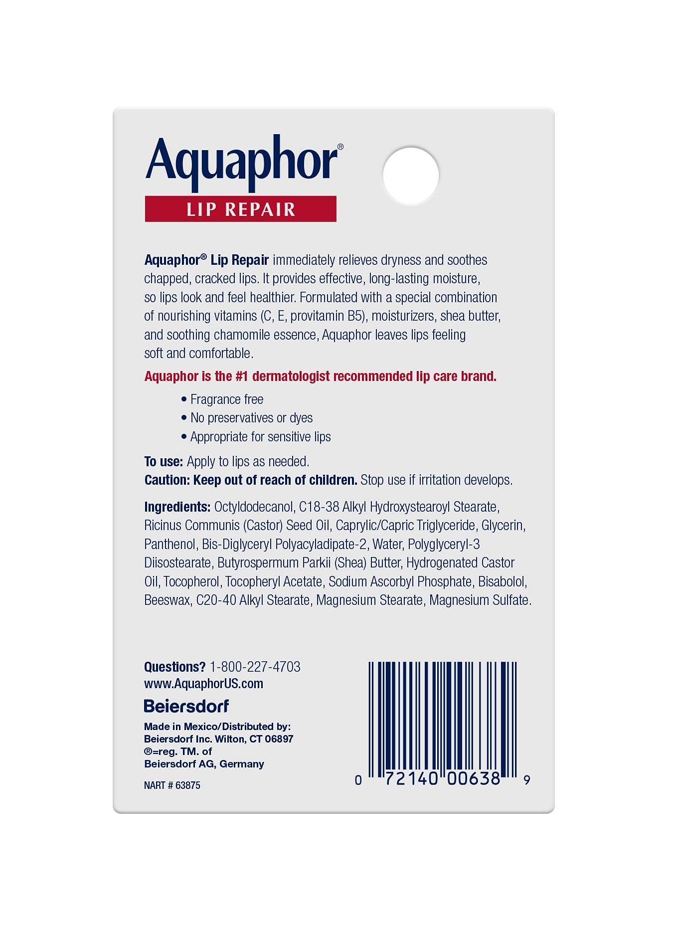 Aquaphor Lip Repair Dry, Chapped Lip Balm, 0.35 oz