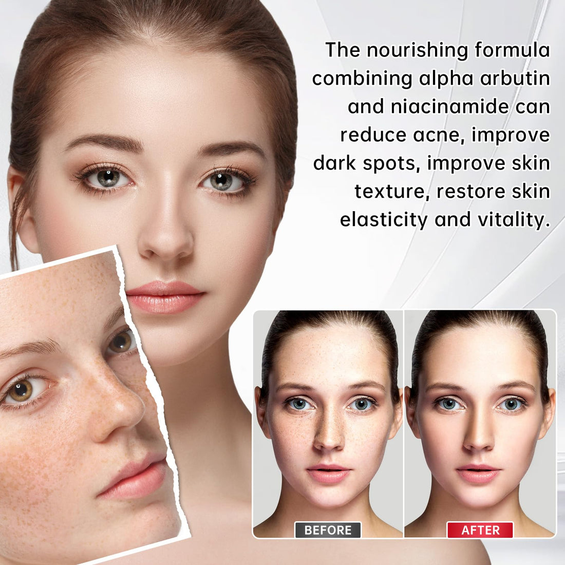 Alpha Arbutin 2% Serum For Dark Spots, Alpha Arbutin 2 Ha Serum For Acne, Fine Lines, 30 ML Hyaluronic Acid Serum With Niacinamide For Face, Shrink Pores, Anti Aging.
