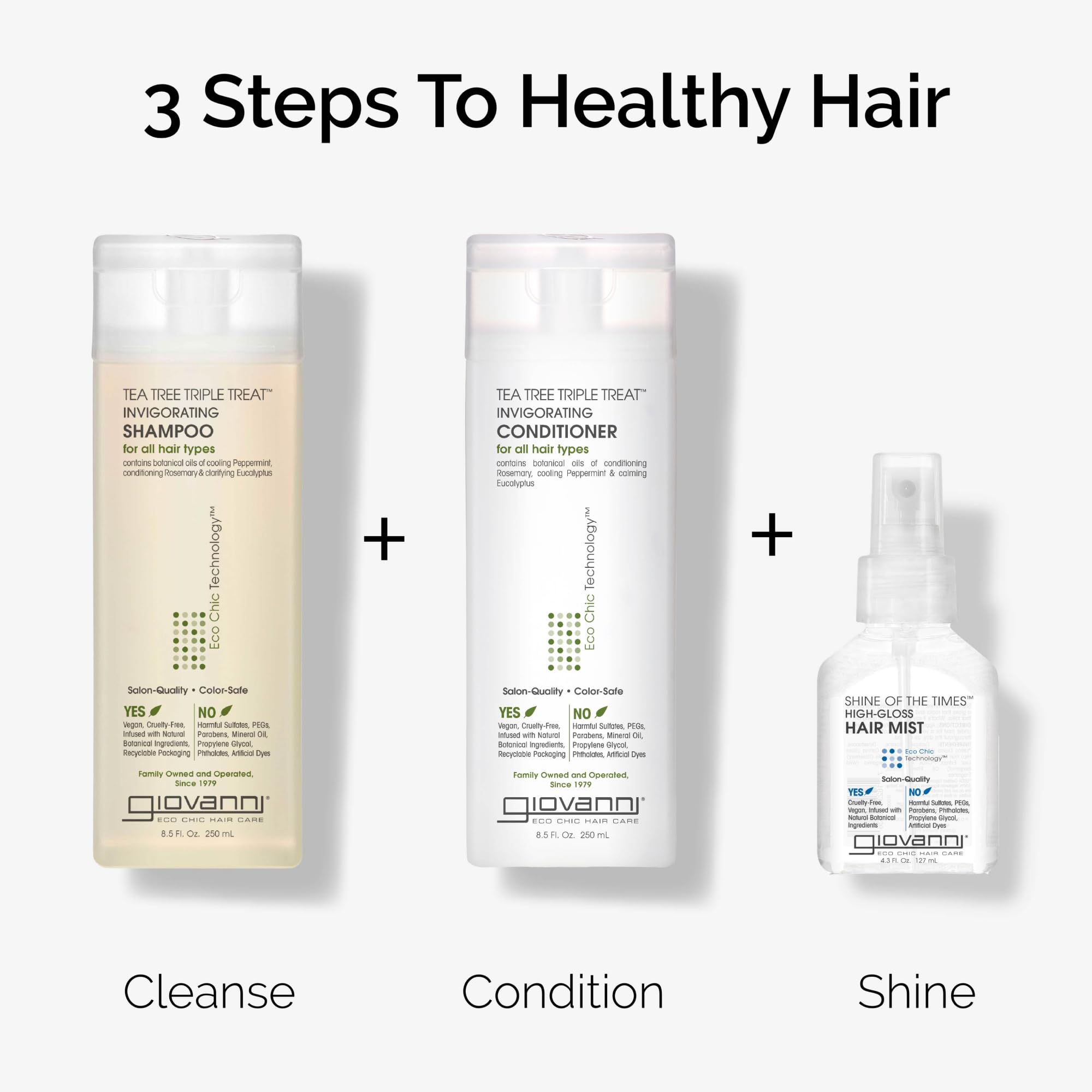 GIOVANNI Tea Tree Triple Treat Invigorating Shampoo - Cooling Peppermint, Eucalyptus & Rosemary, Helps Strengthen & Rejuvenate Hair & Scalp, Salon Quality, Paraben Free, Tea Tree Shampoo - 24 oz