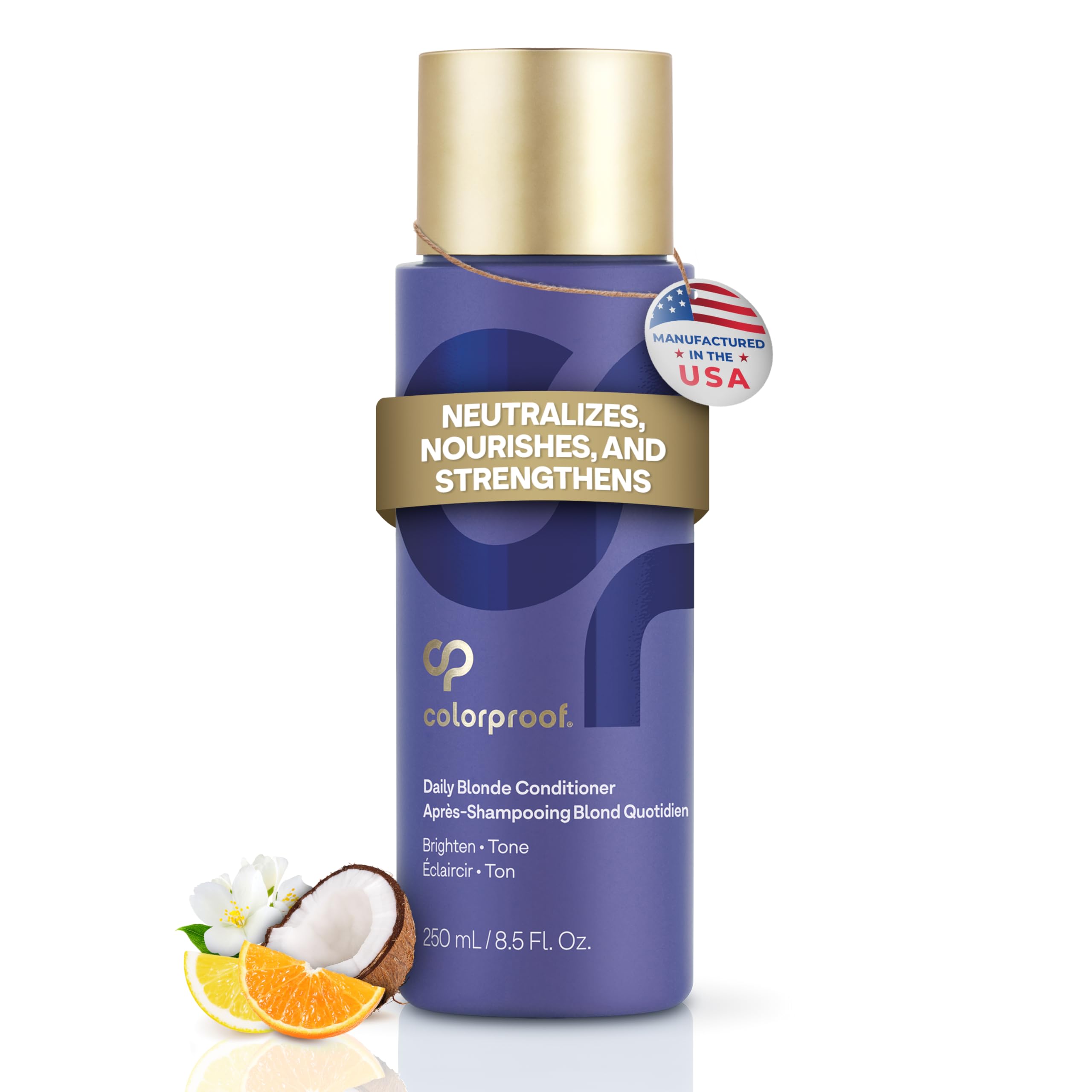 Colorproof Daily Blonde Conditioner 8.5 Fl. Oz. Purple Conditioner for Blonde Hair with Citrus, Jasmine & Coconut Milk Scent, Sulfate Free Conditioner for Detangling and Toning