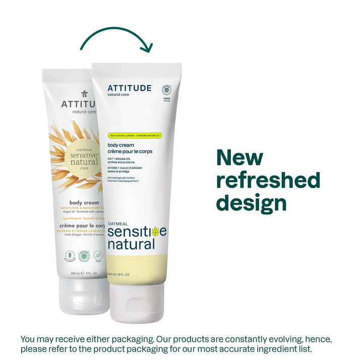 ATTITUDE Moisturizing Body Cream for Dry & Sensitive Skin, EWG Verified, Dermatologist-tested & Hypoallergenic, Vegan & Cruelty-free Body Moisturizer, Argan Oil, 8.1 Fl. Oz.