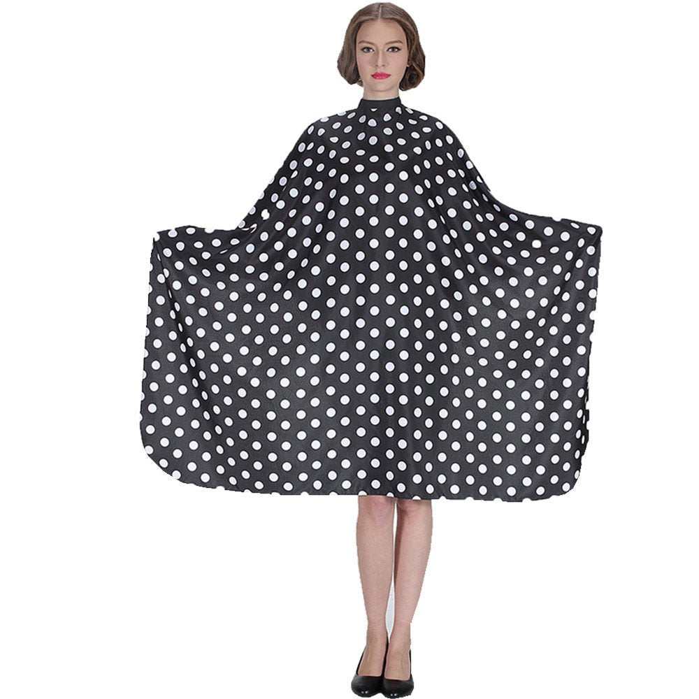 smarthair professional salon cape polyester baber cape hair cutting cape,54x62,black and white dots,c375001c