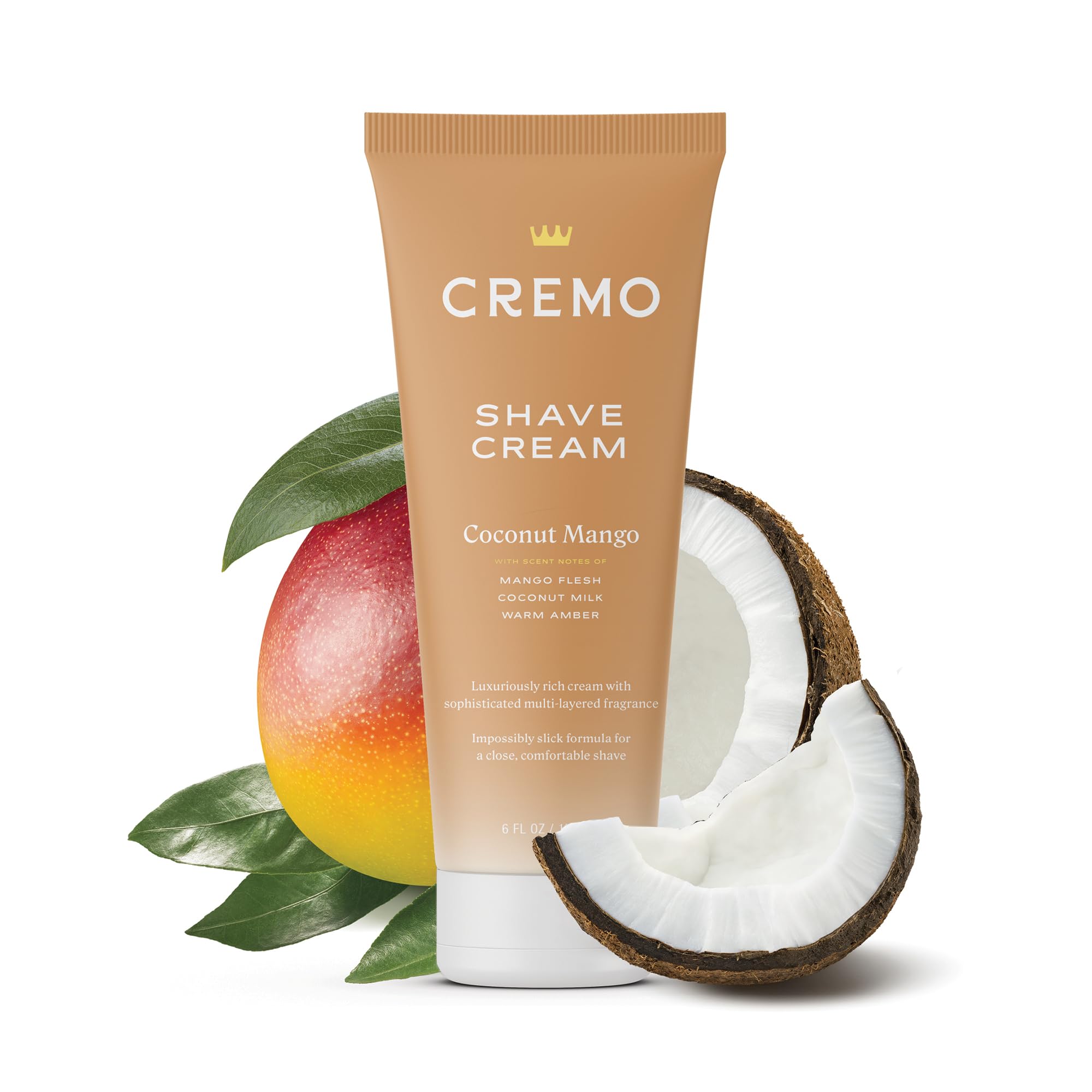 Cremo Coconut Mango Moisturizing Shave Cream, Astonishingly Superior Ultra-Slick Shaving Cream for Women Fights Nicks, Cuts and Razor Burn, 6 Fl Oz