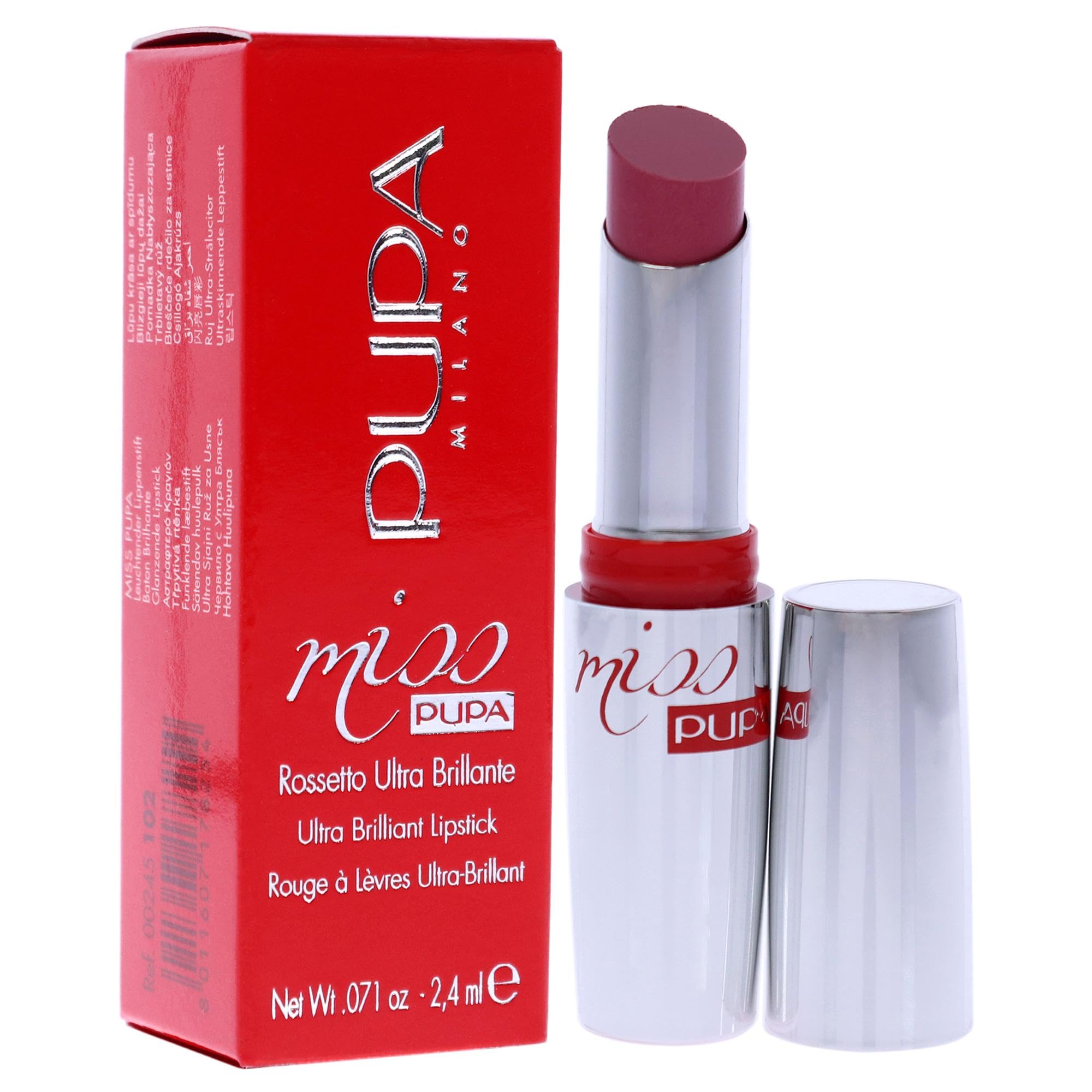 PUPA Milano Miss Pupa Lipstick by - Ultra Bright Lip Balm with Crystal Effect (102 CANDY NUDE)