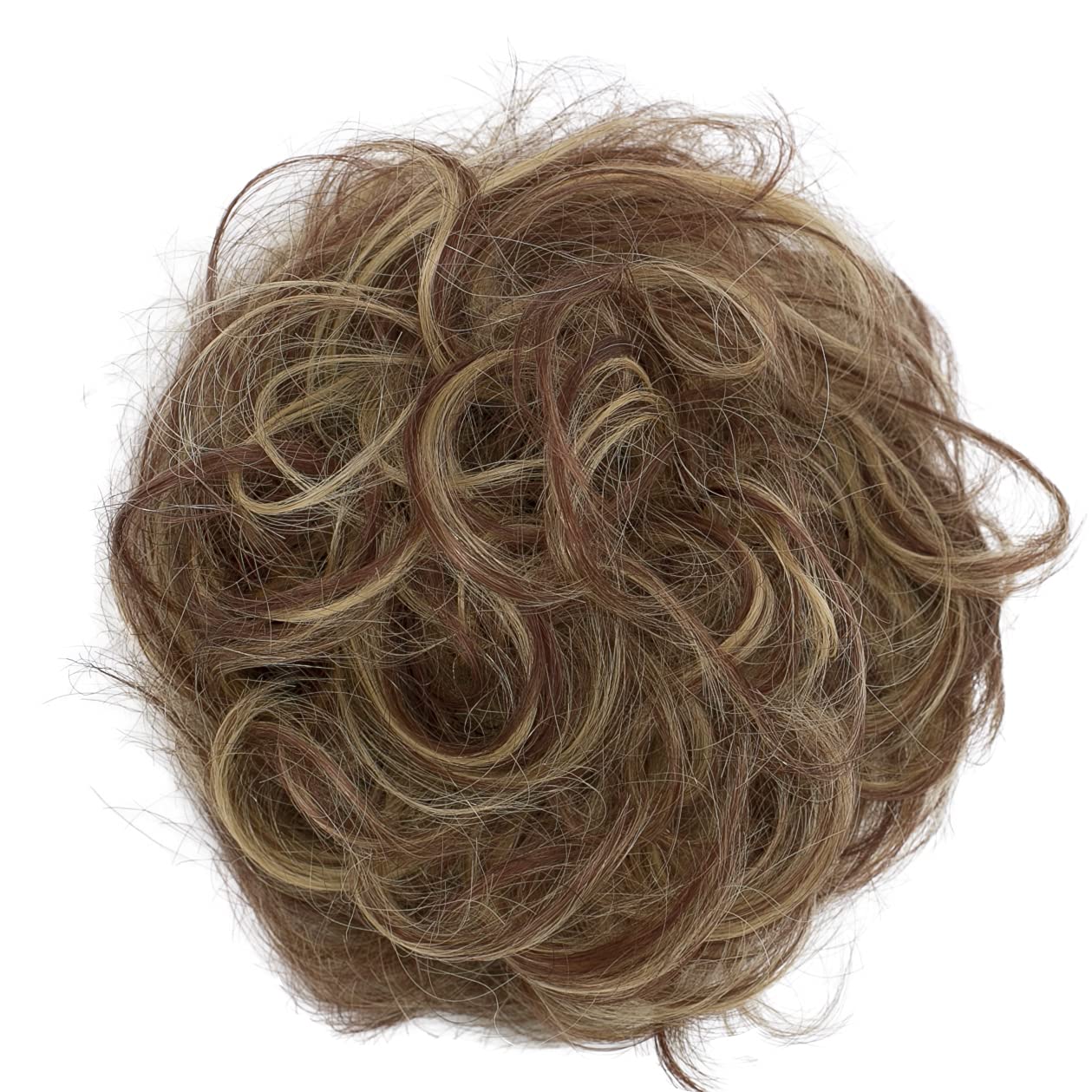 red brown mix 33H27 H312 : PRETTYSHOP 100% Human Hair Scrunchy Scrunchie Bun Up Do Hair Piece Hair Ribbon Ponytail Extensions Wavy Curly Messy Div. colours (red brown mix 33H27 H312)