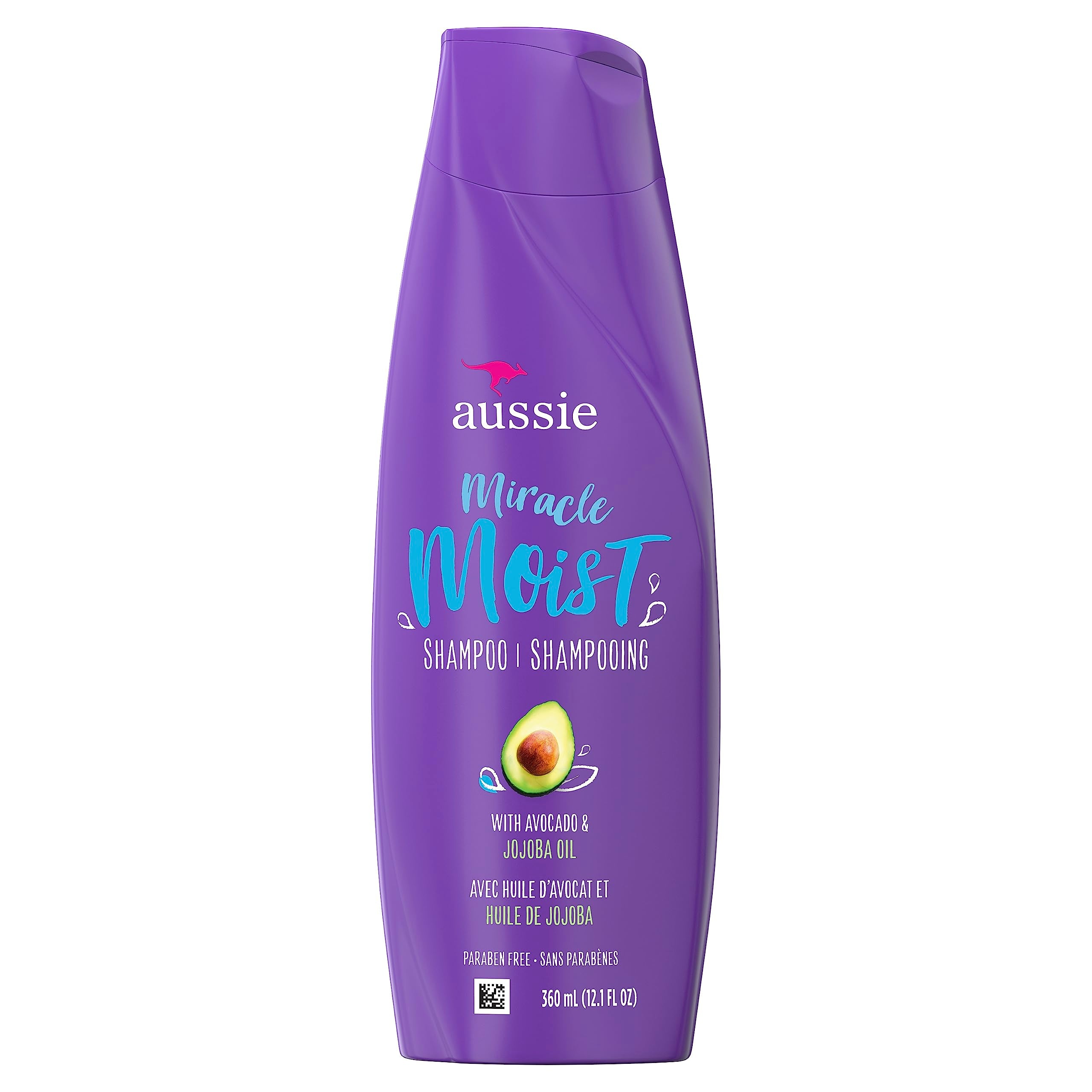 Aussie For Dry Hair Paraben Free Miracle Moist Shampoo W/Avocado & Jojoba, 12.1 Fluid Ounce