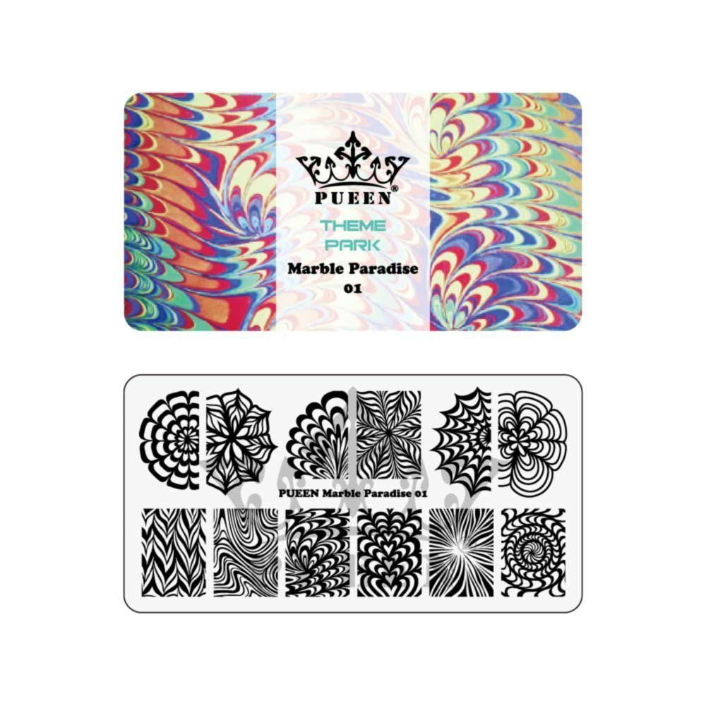 PUEEN Nail Art Stamping Marble Kit - DIY Nailart Stamping Polish Stamper Scraper Image Plate Manicure Accessories Tools Gift Set - BH000947