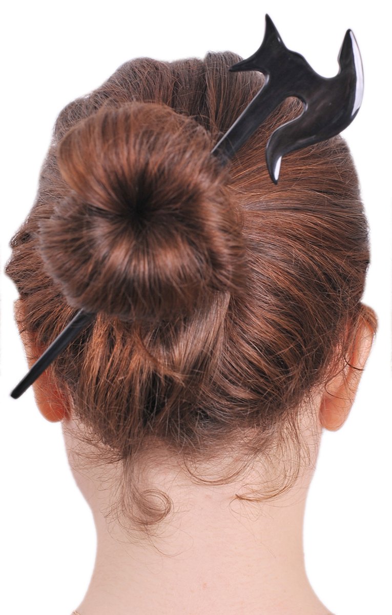 Marycrafts Black Battle Viking War Axe Buffalo Horn Hair Stick, Hairstick, Hair Pin, Hairpin, Hair Accessory, Hair Toy Handmade 7.8