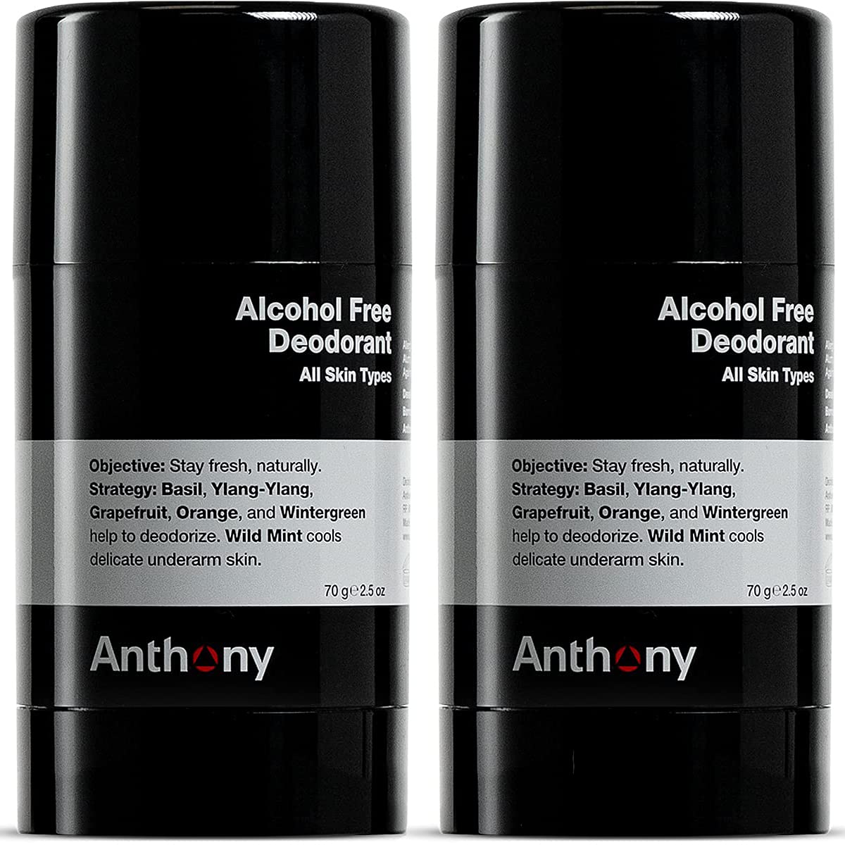 Anthony Logistics for Men Alcohol-Free Deodorant Fragrance Free 2.5 Ounce