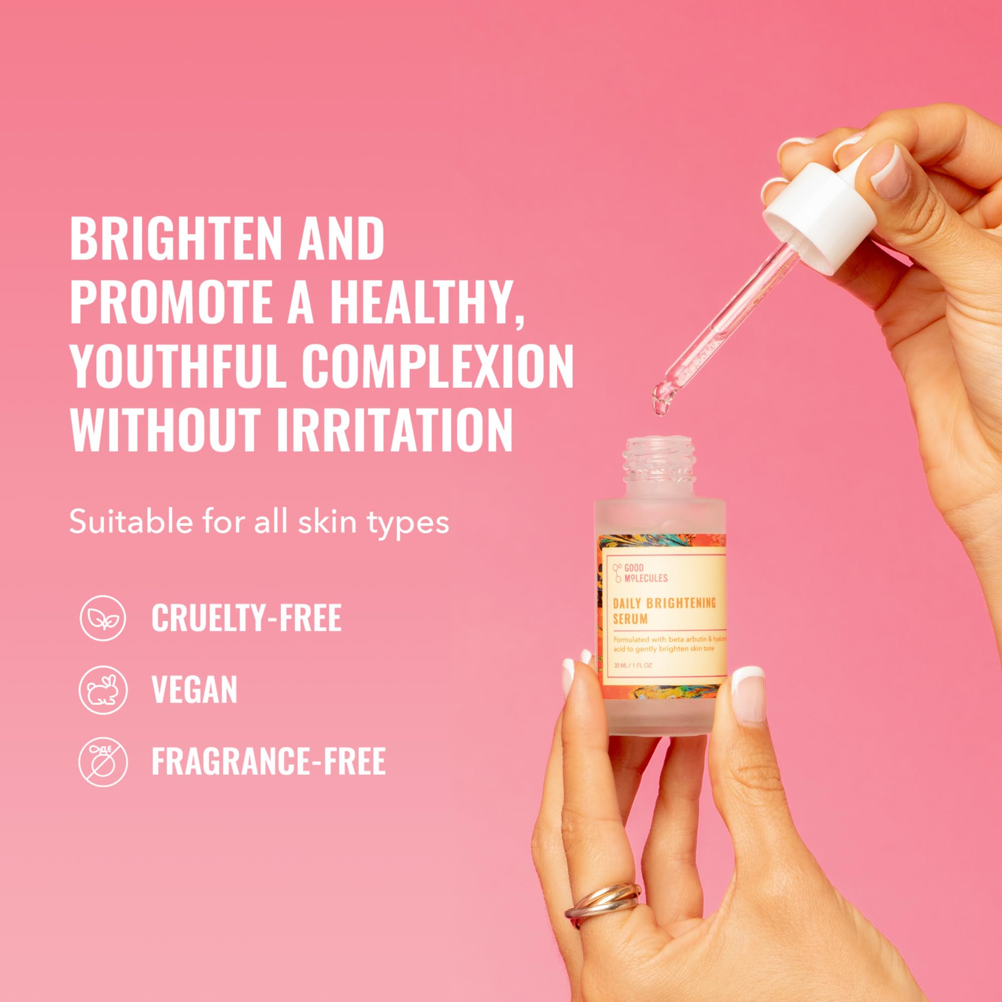 Good Molecules Daily Brightening Serum - Hydrating Facial Serum with Beta Arbutin and Hyaluronic Acid to Moisturize - Anti-Aging Skincare for Face