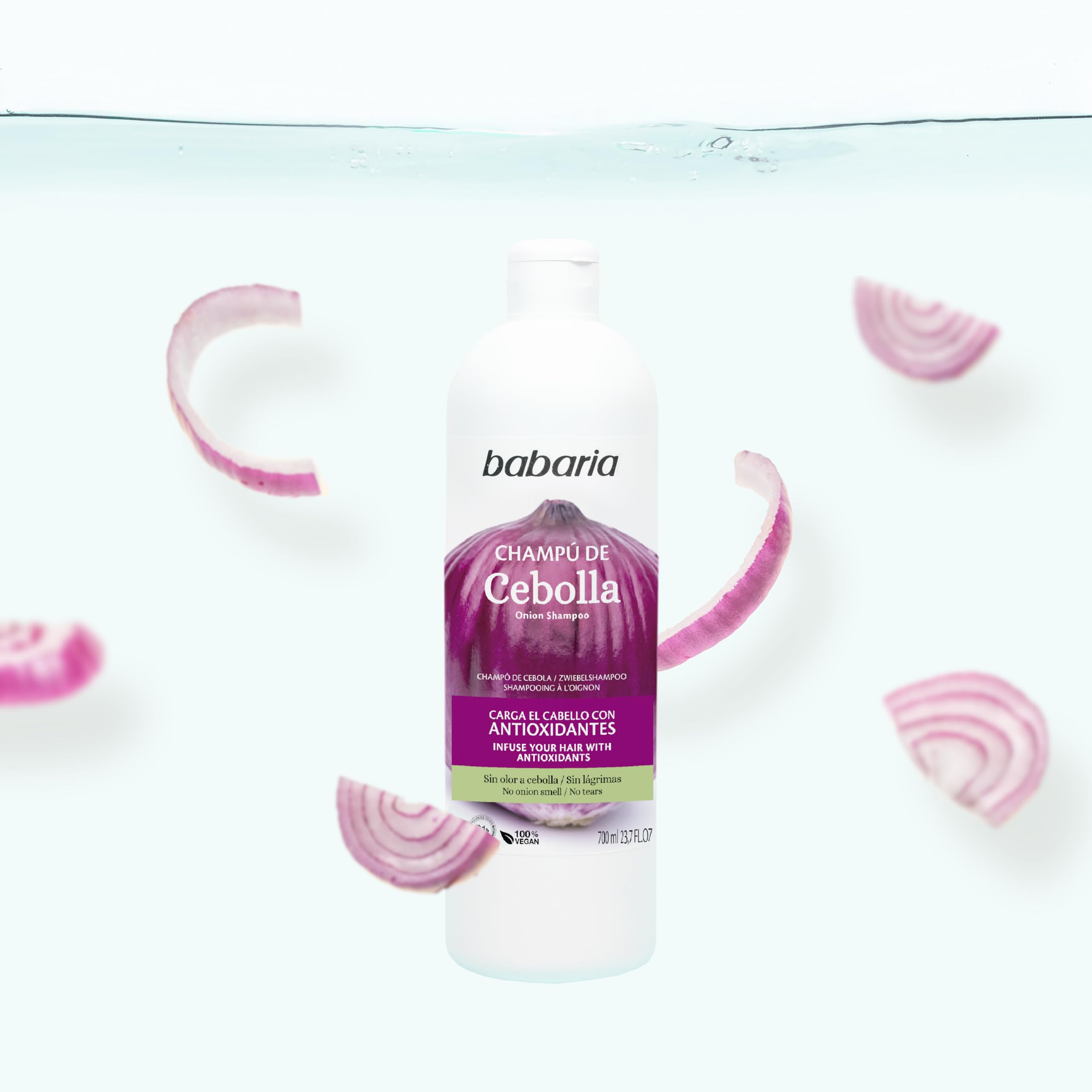 Babaria Onion Shampoo - No Smell, No Tears - Purifying and Antioxidant Properties - Improves Hair Growth - Increase Hydration and Shine - Reduce Itchy Scalp, Dandruff, and Frizz - 23.66 oz
