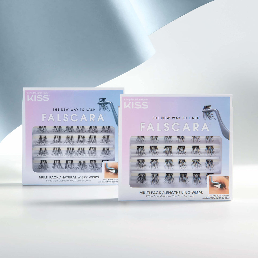 KISS Falscara DIY Eyelash Extension Wispy Wisps - Featherlight Synthetic Reusable Artificial Eyelashes Multipack of 24 Mini Lash Clusters for that Authentic Eyelash Extension Look