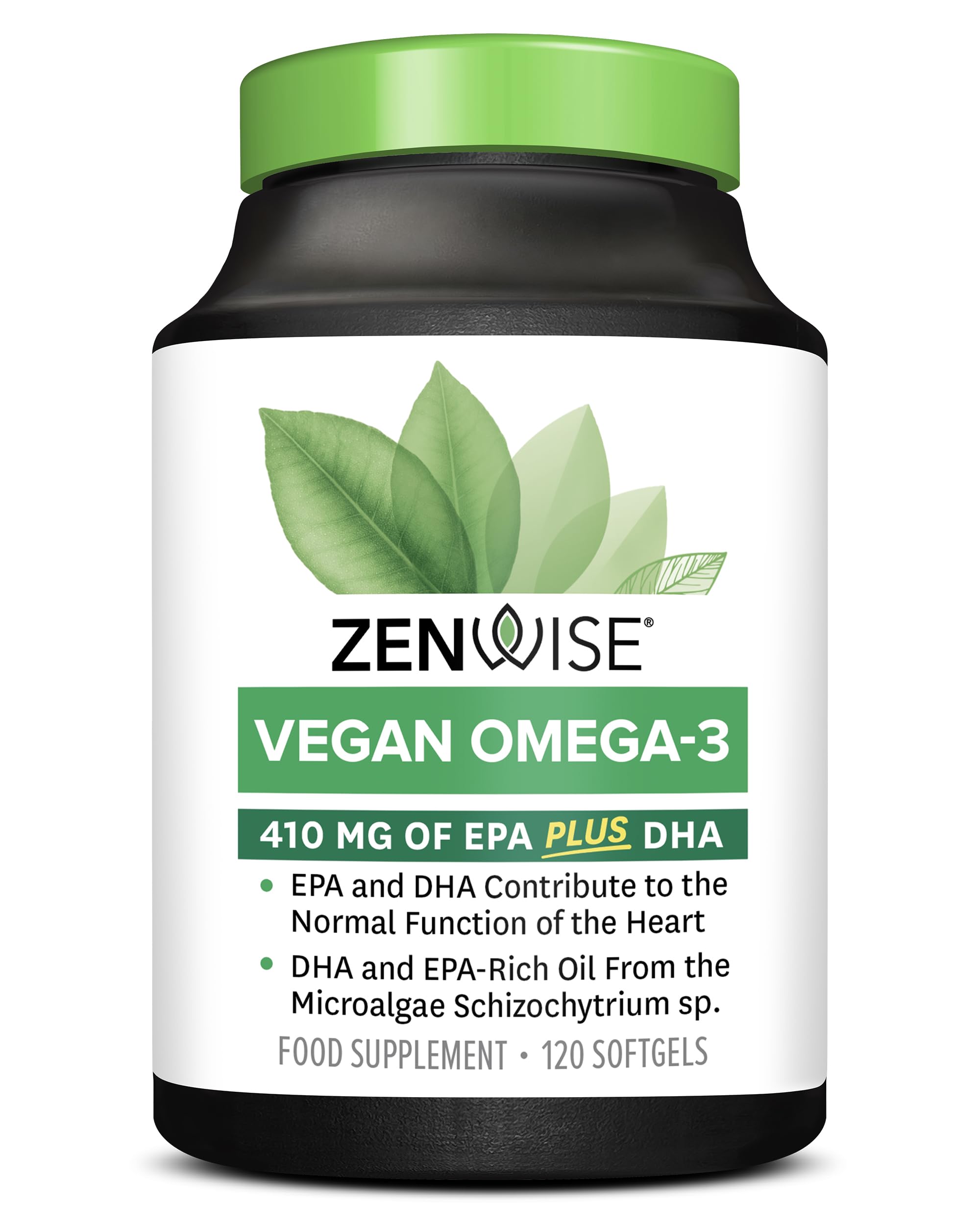 Zenwise Health Vegan Omega 3 Supplement for Women and Men from Marine Algae Oil with DHA & EPA - Plant Powered Fish Oil Alternative, Sustainably Sourced for Heart, Eye & Joint Health -120 CT