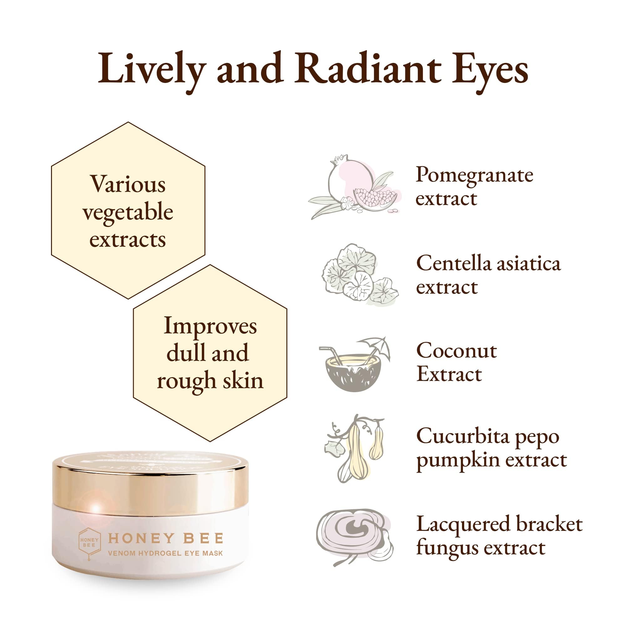 [TRUE ISLAND] Honey Bee Venom Hydrogel Under-Eye Mask | Korean Skin Care Collagen Treatment Patch Pads for Dark Circles Puffy Eyes Bags